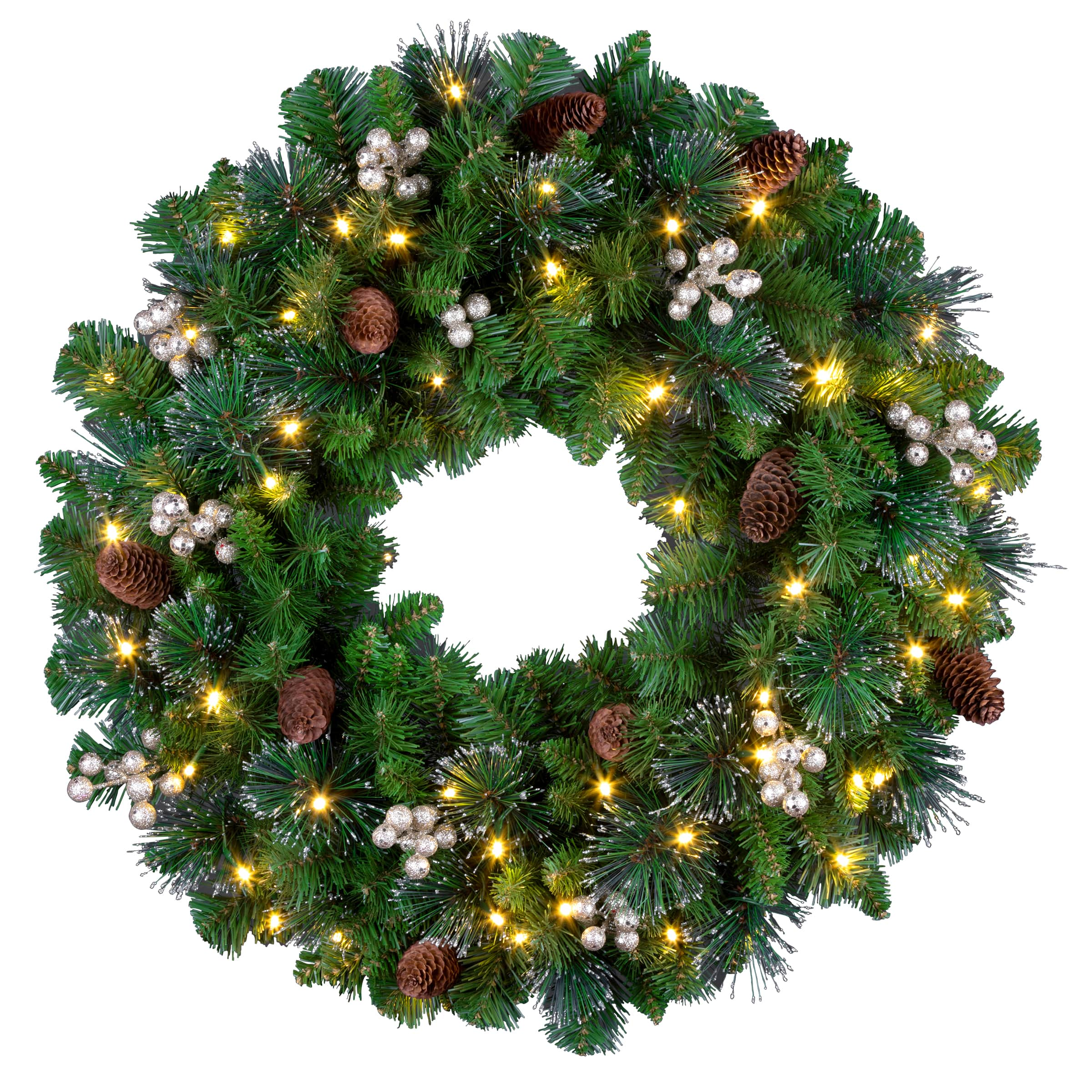 24&#x22; Crestwood&#xAE; Clear Lights Pre-Lit Gold Spruce Wreath