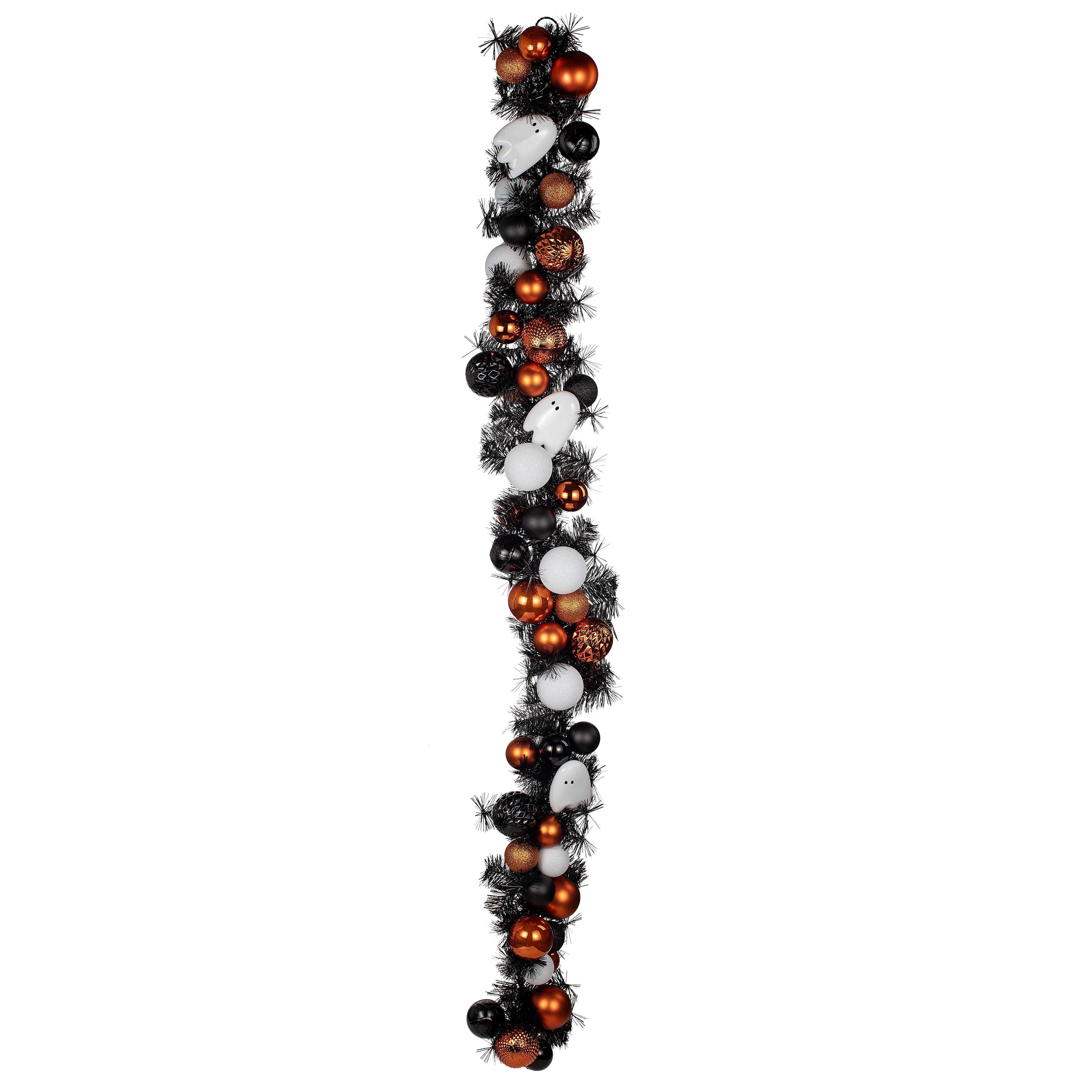 6ft. Orange, Black &#x26; White Ghost &#x26; Ornament Garland by Ashland&#xAE;
