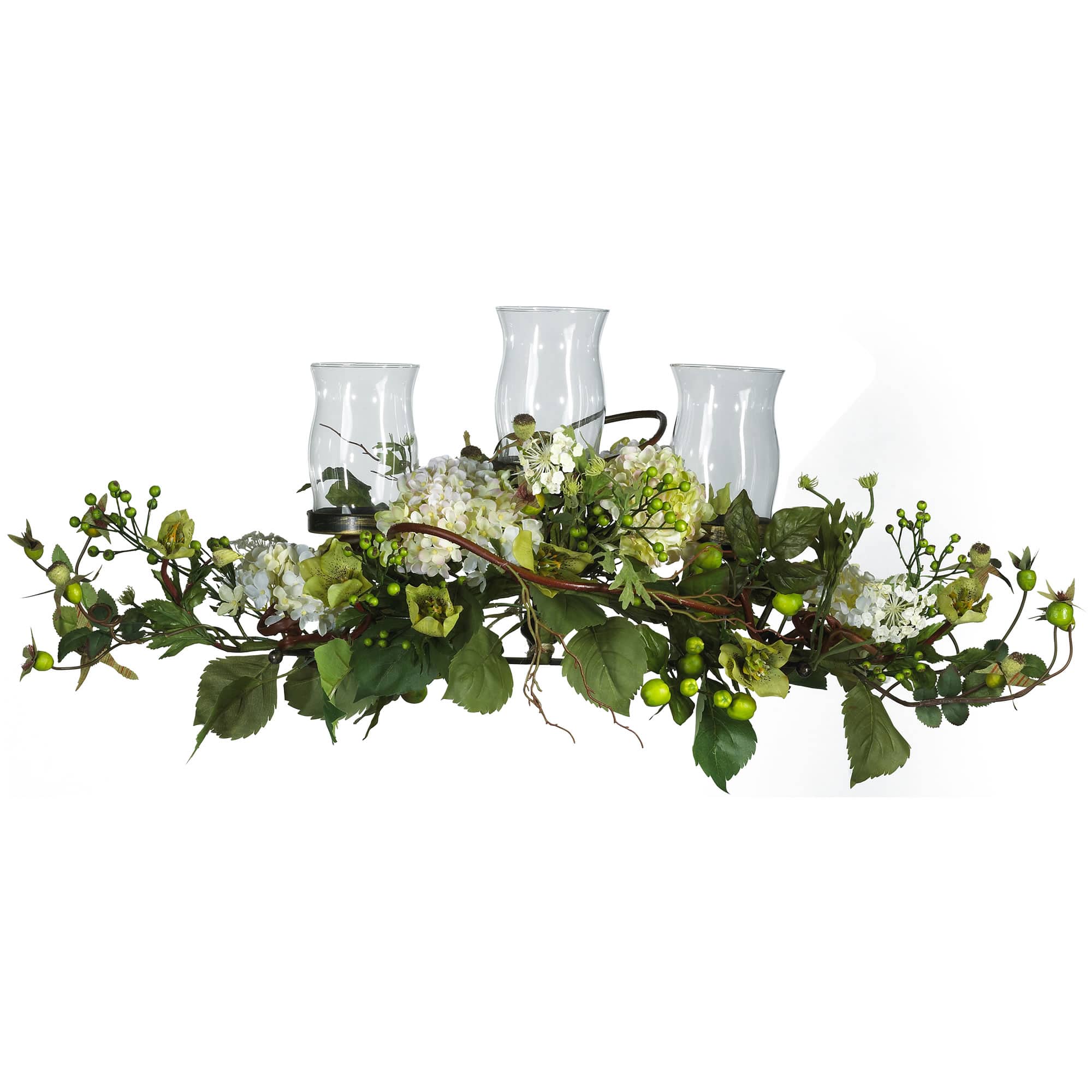 12.5" Hydrangea Triple Candelabrum Centerpiece