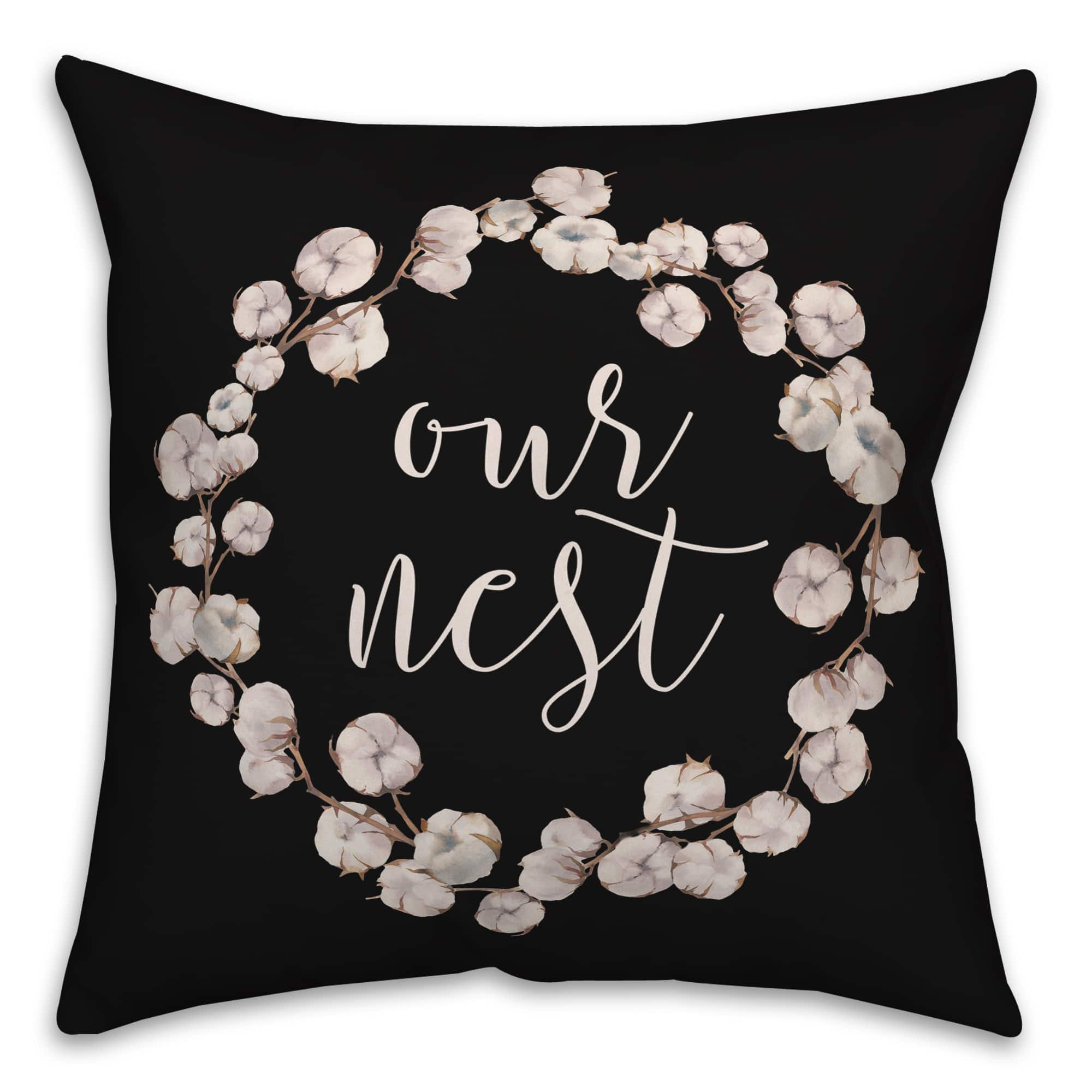 Our Nest Cotton Wreath Throw Pillow