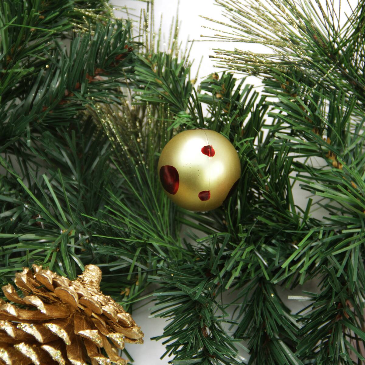 6ft. Unlit Red &#x26; Gold Ball Ornaments with Bows Artificial Garland