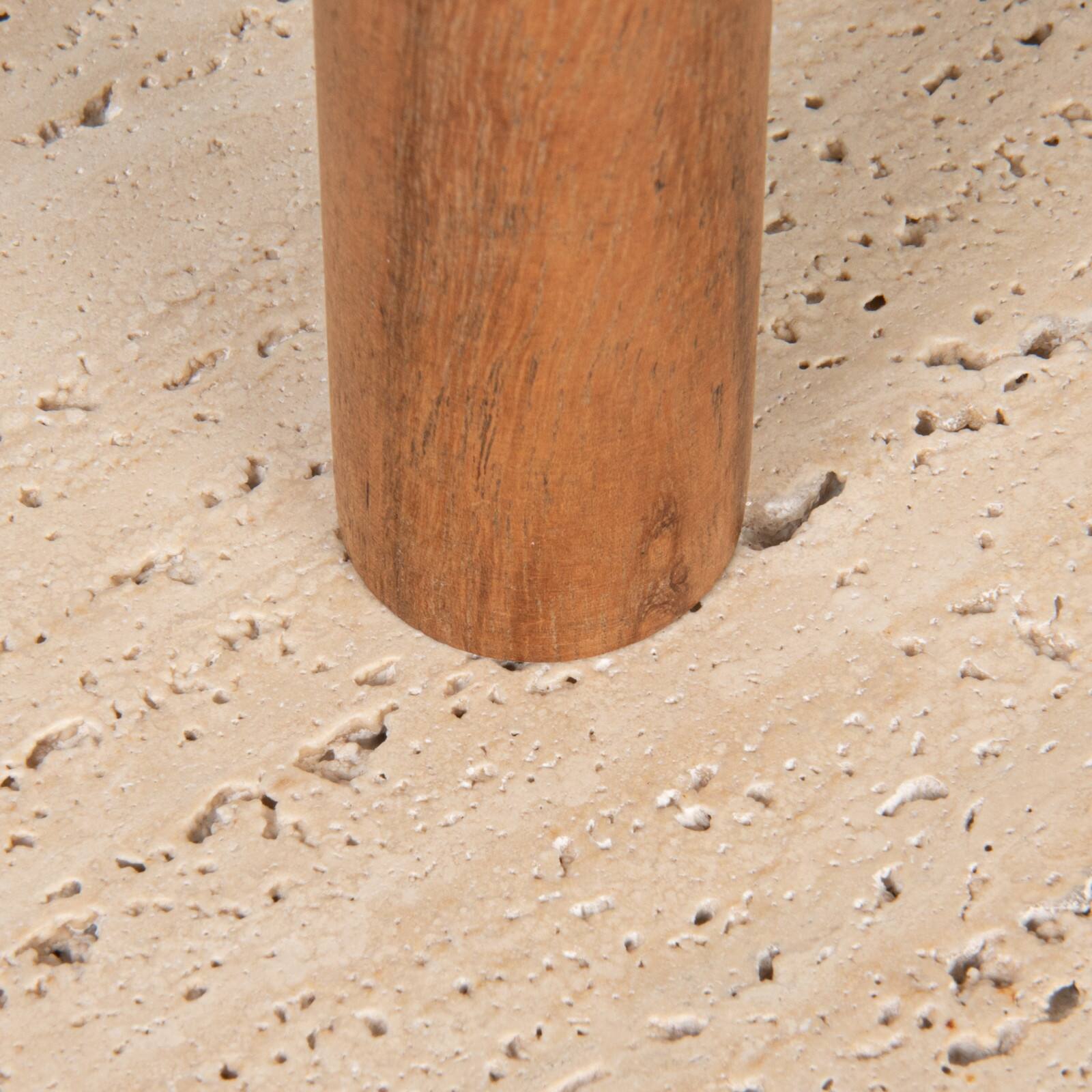 Hello Honey Acacia Wood Paper Towel Holder with Scalloped Travertine Base, Natural and Cream Color