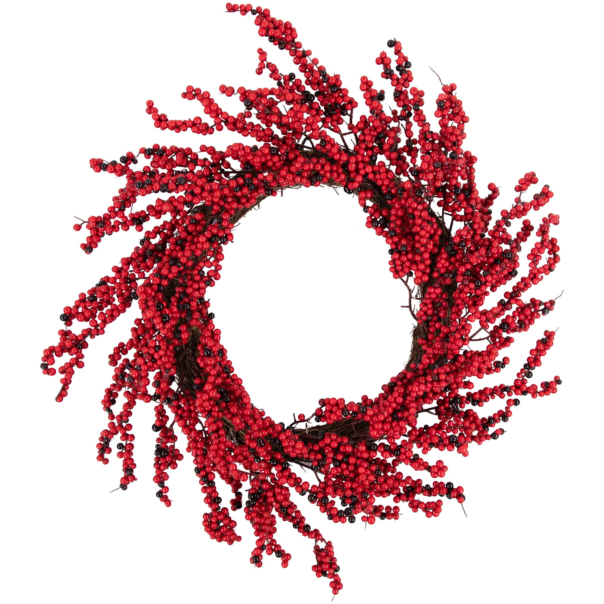 22&#x22; Red &#x26; Brown Berry Christmas Wreath