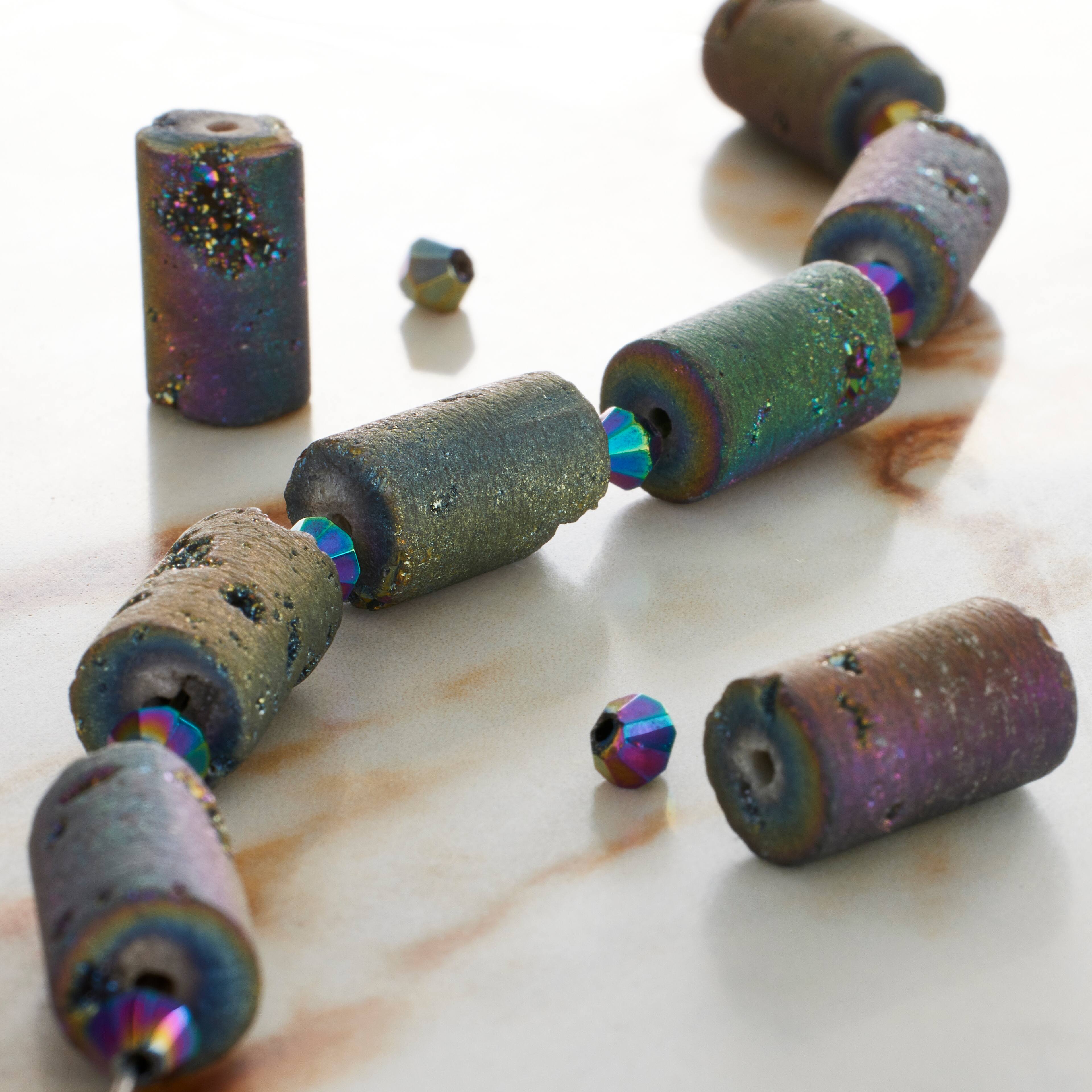 12 Packs: 8 ct. (96 total) Druzy Agate Tube Beads, 14mm by Bead Landing&#x2122;