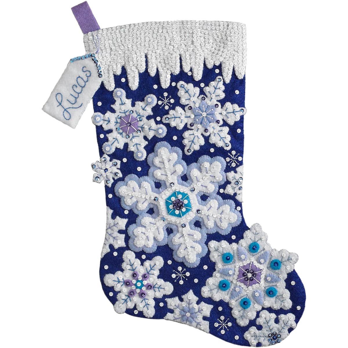 Bucilla&#xAE; Sparkle Snowflake 18&#x22; Felt Stocking Applique Kit