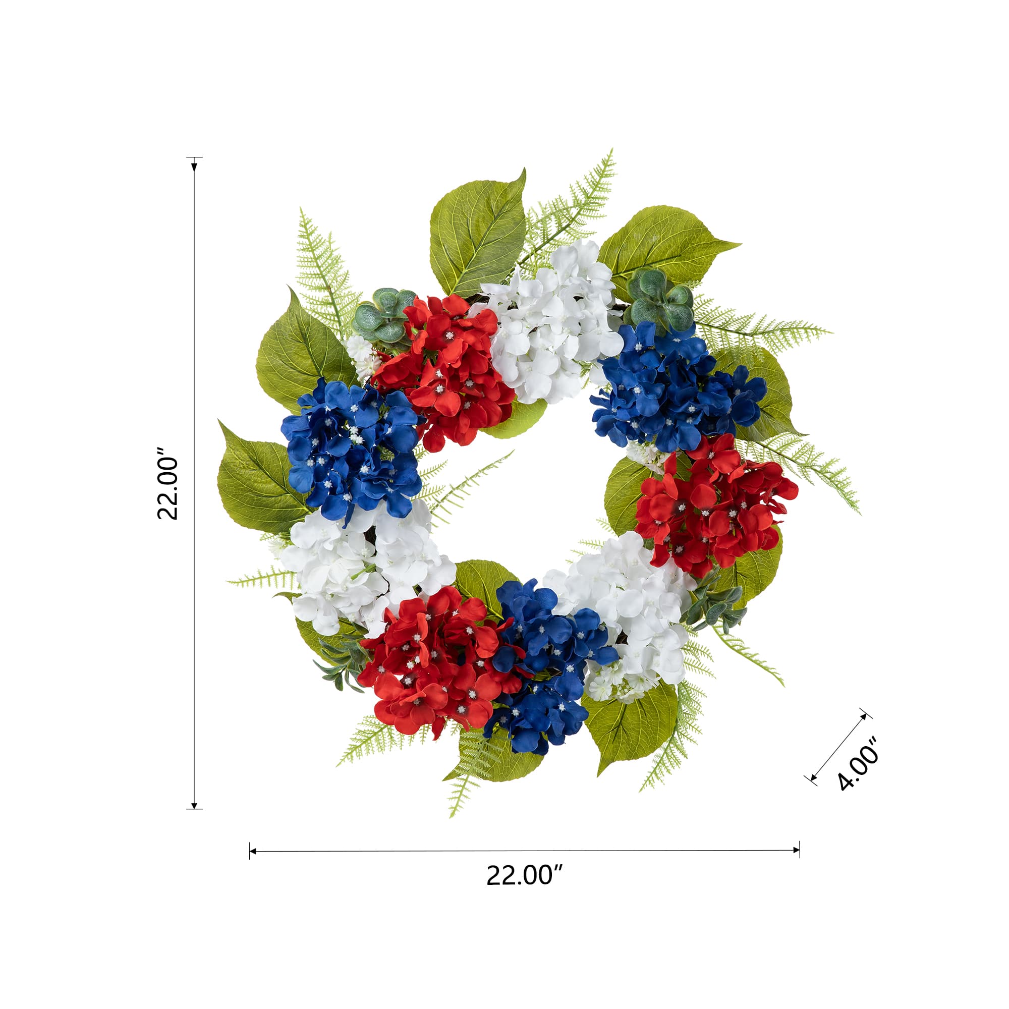 Glitzhome&#xAE; 22&#x22; Red, White &#x26; Blue Hydrangea Wreath
