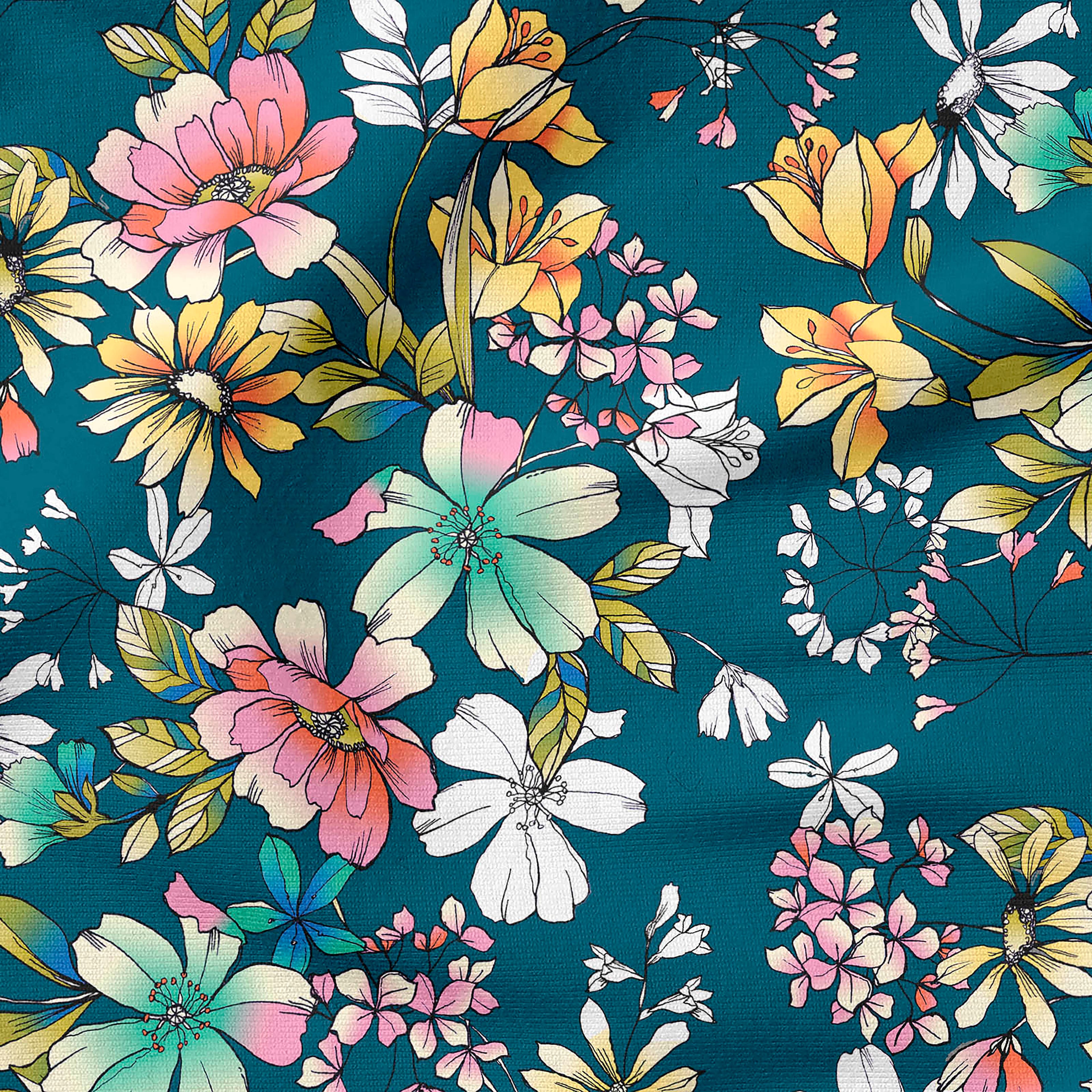 Fabric Editions Navy Belle Garden Cotton Fabric