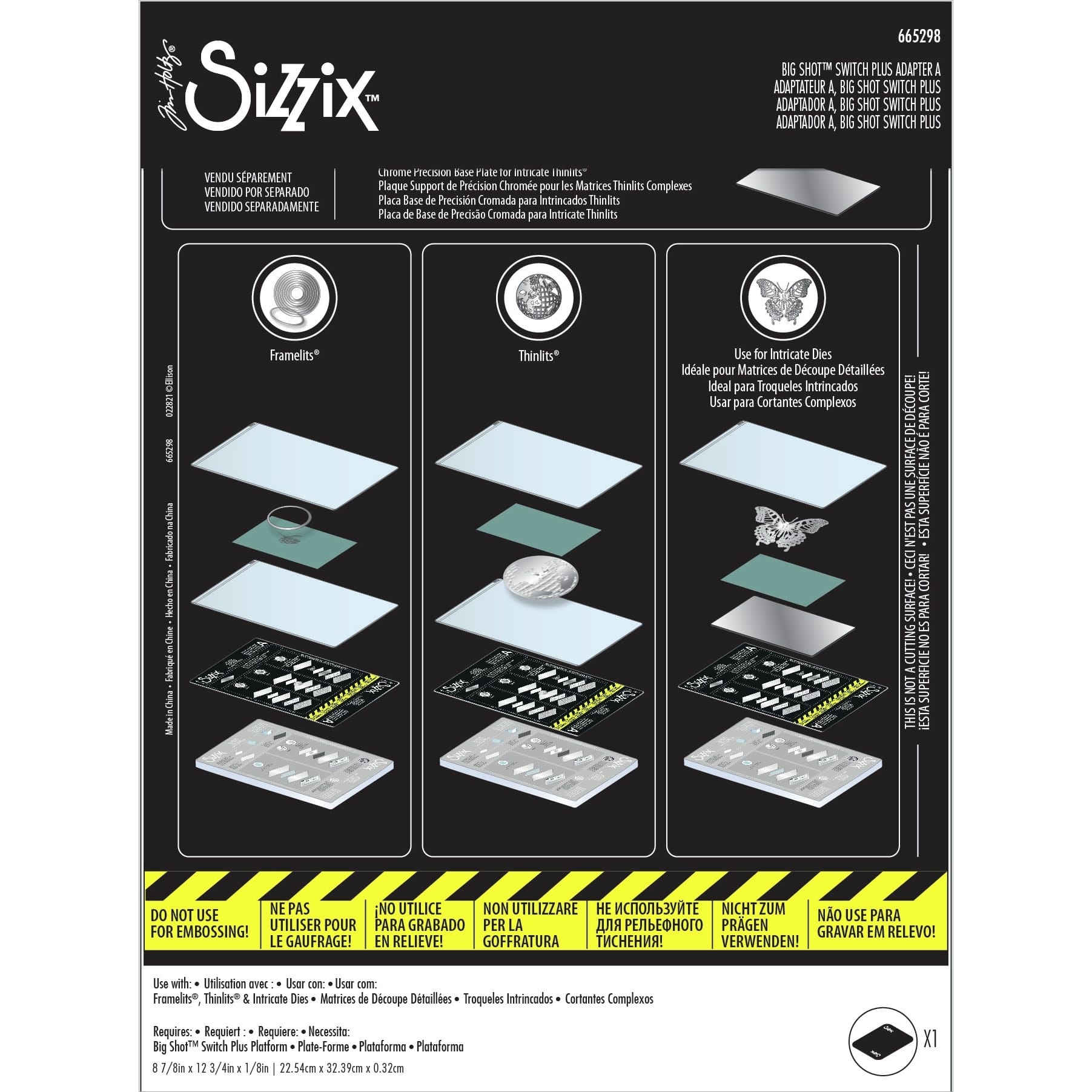 Accessoire pour Big Shot Sizzix plaque de base DE PRECISION CHROMEE