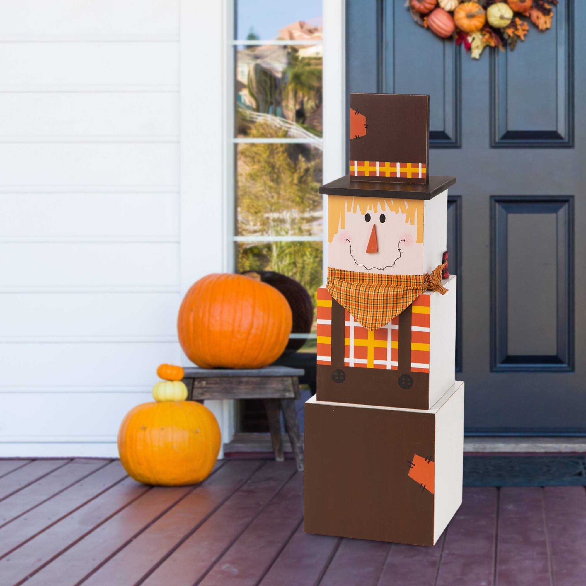 Glitzhome&#xAE; 36&#x22; Double-Sided Snowman &#x26; Scarecrow Porch D&#xE9;cor
