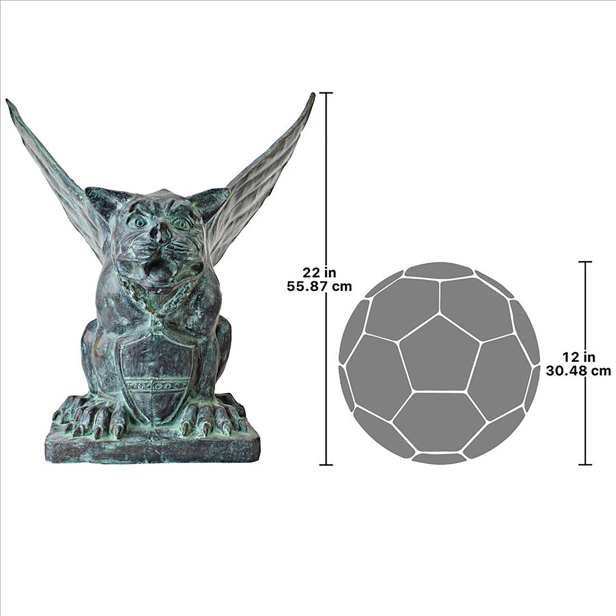 Design Toscano 22&#x22; Winged Gargoyle of Naples Bronze Garden Statue