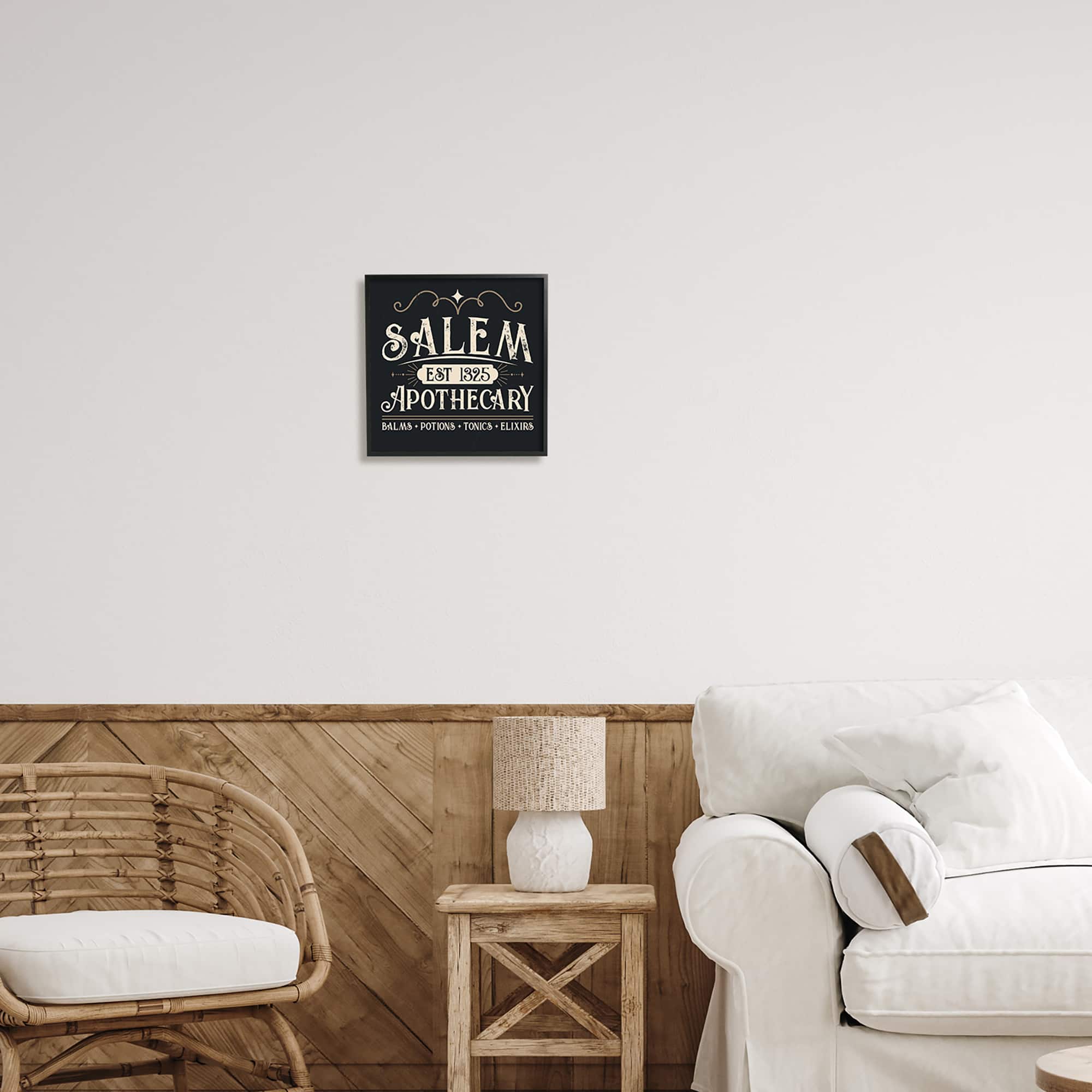Stupell Industries Salem Apothecary Vintage Witch Sign Square Framed Gicl&#xE9;e Wall Art