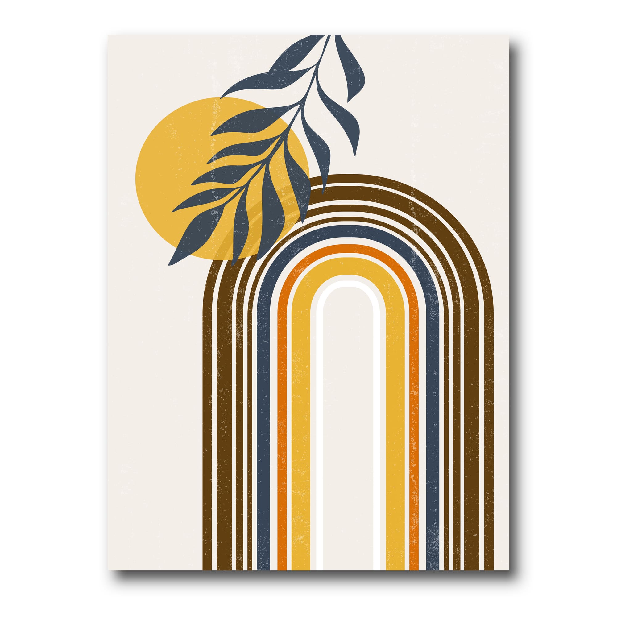 Designart - Abstract Sun Moon Leaves II