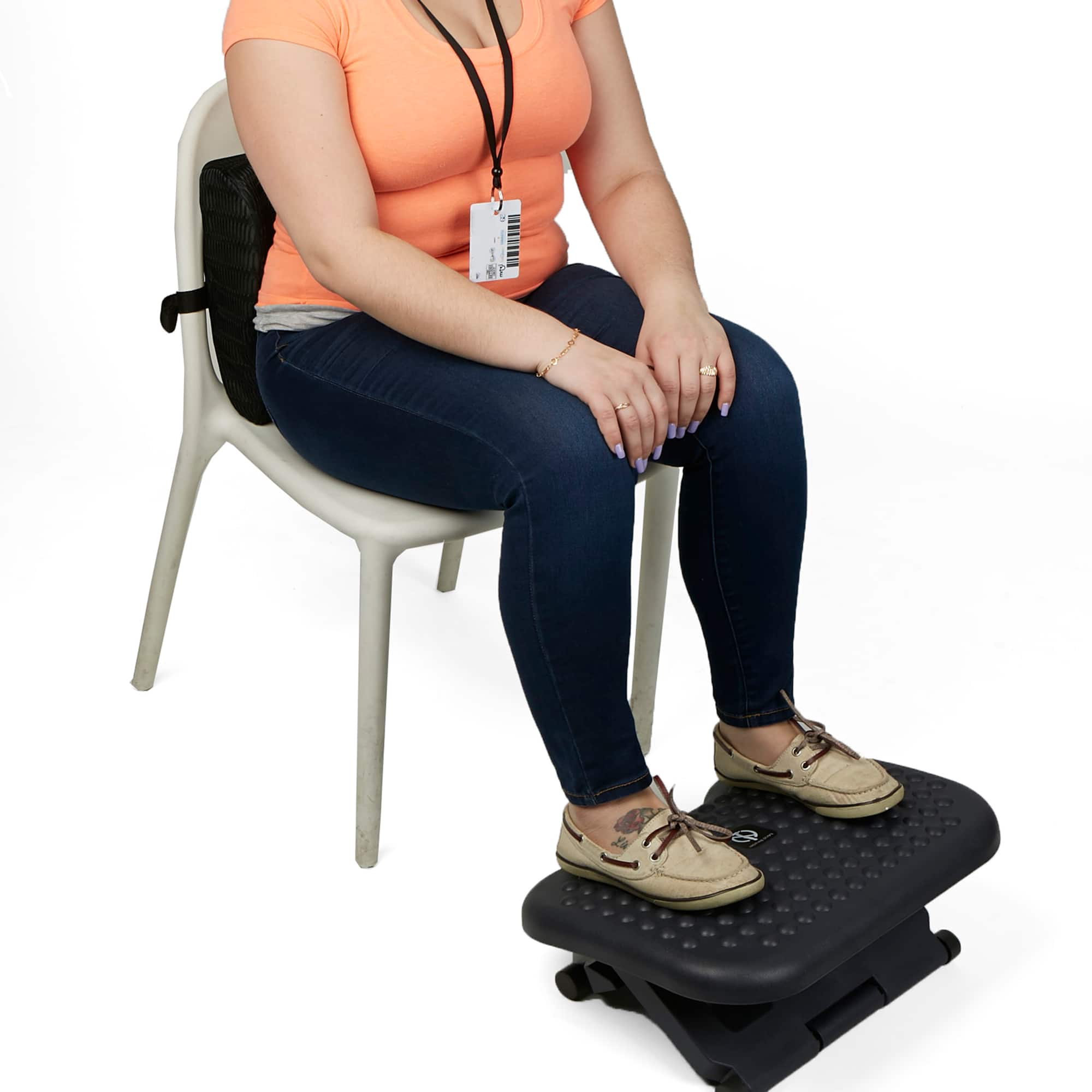 Mind Reader Black Lumbar Support Back Cushion &#x26; Foot Rest Set