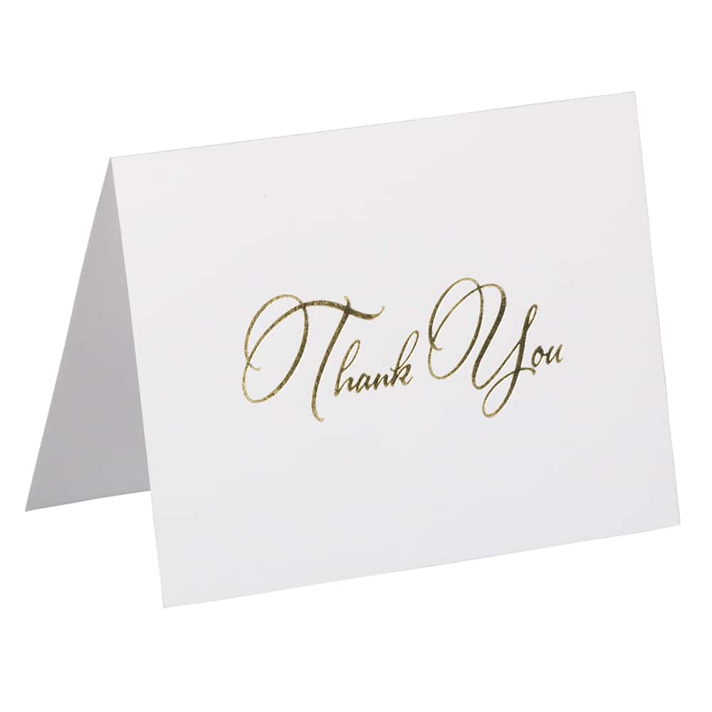 JAM Paper Thank You Card Set with Gold Script, 25ct.