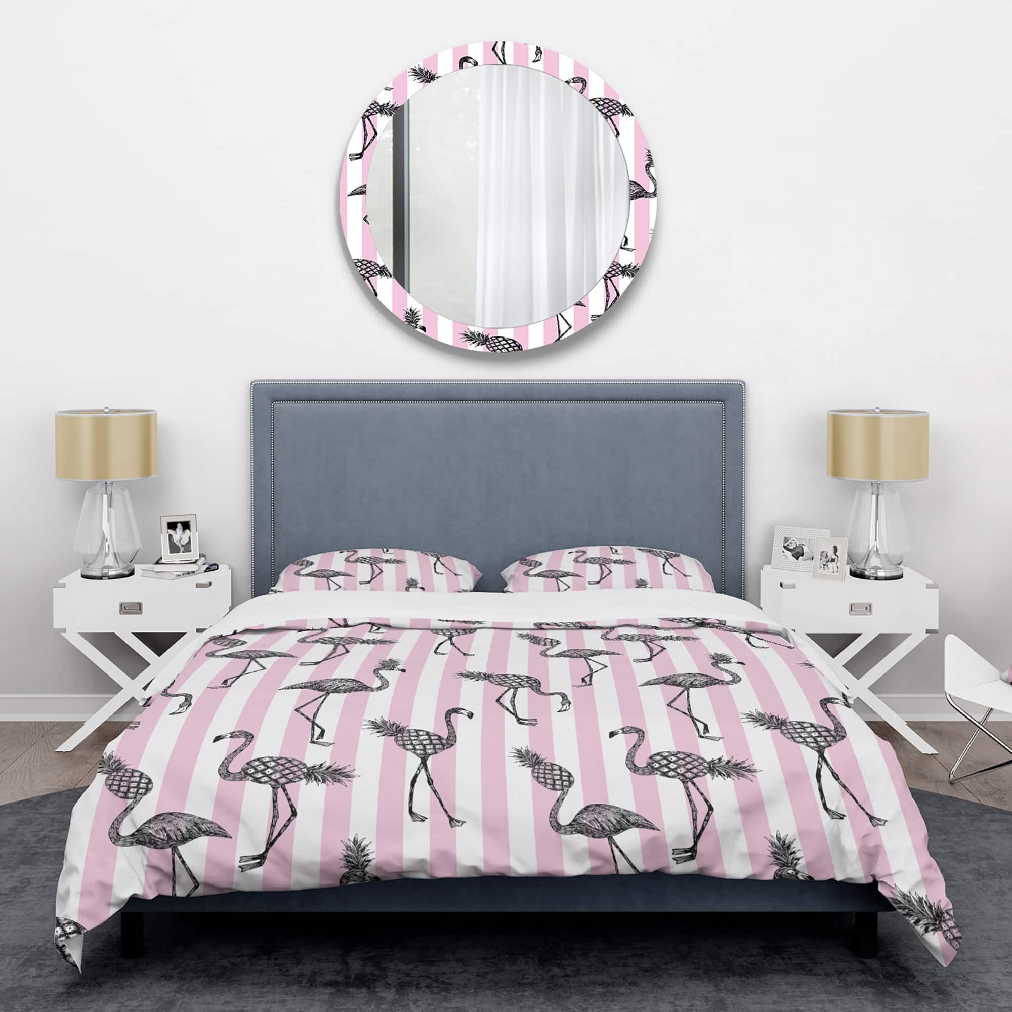 Designart 'Flamingo on Pink' Mid-Century Duvet Cover Set