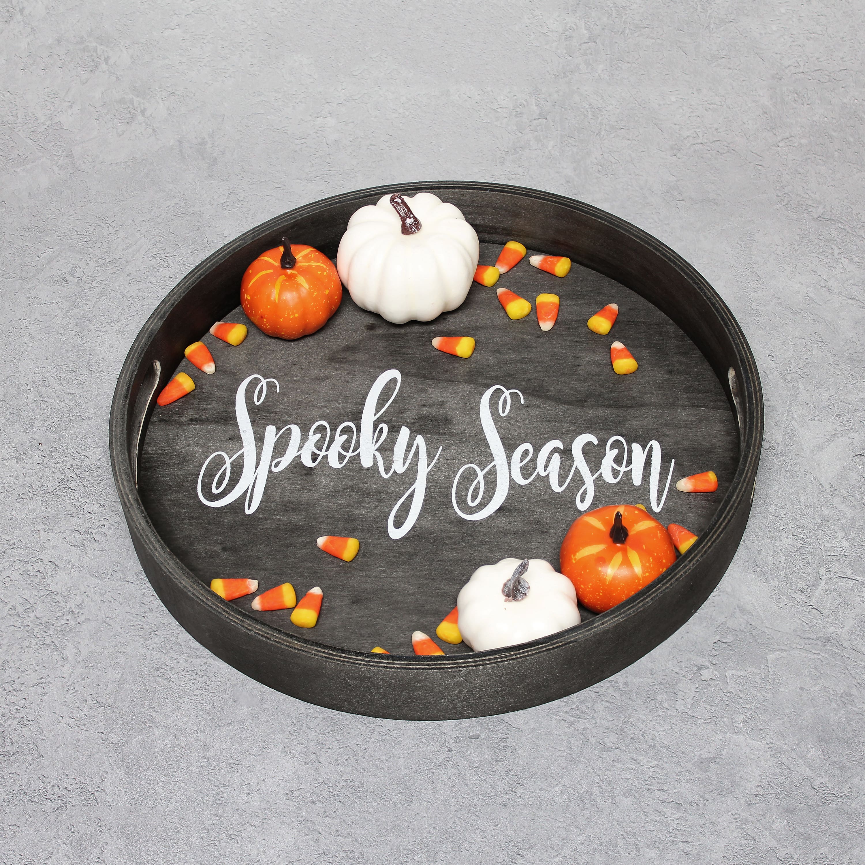 Elegant Designs™ 13.8" Round Spooky Season Serving Tray with Handles