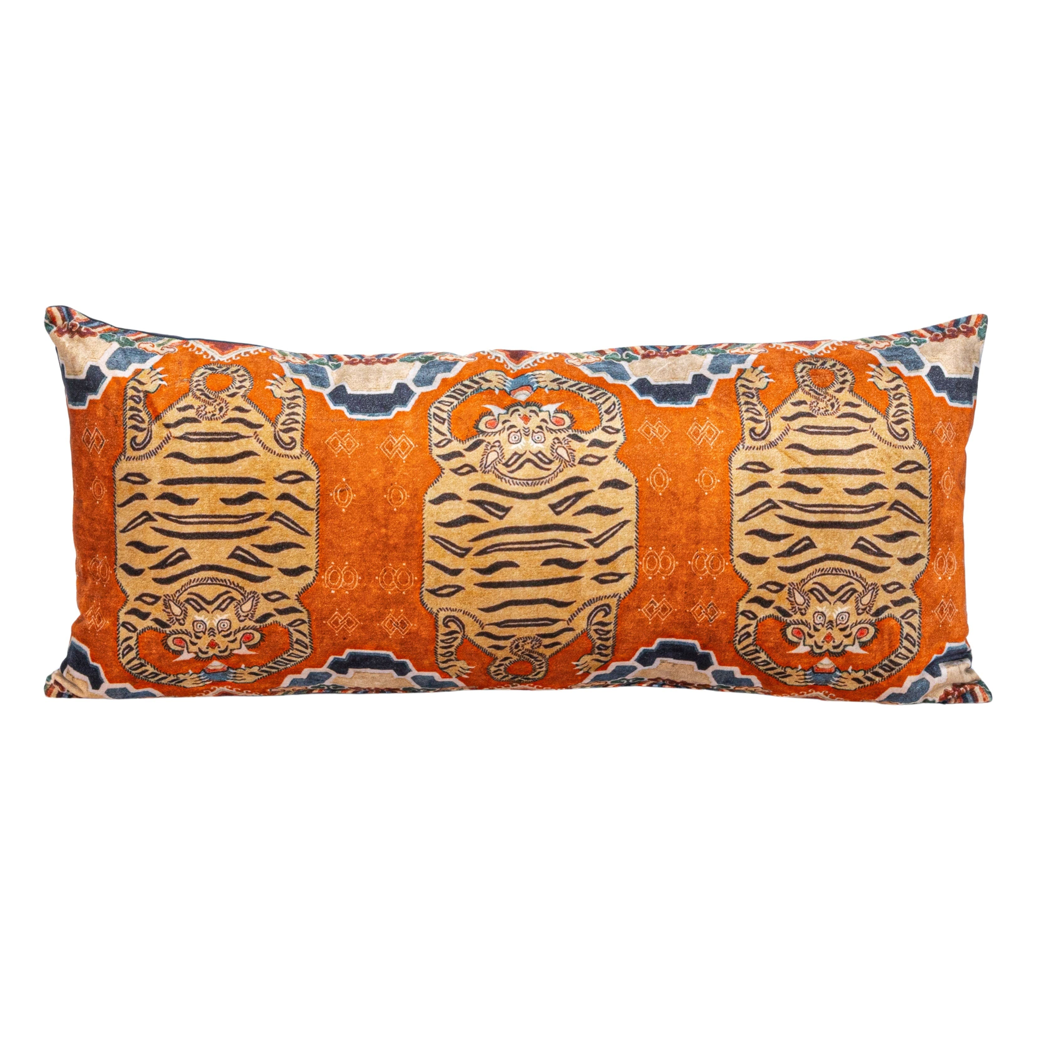 Hello Honey® 32" Multicolor Tiger Pattern Cotton Velvet Lumbar Pillow