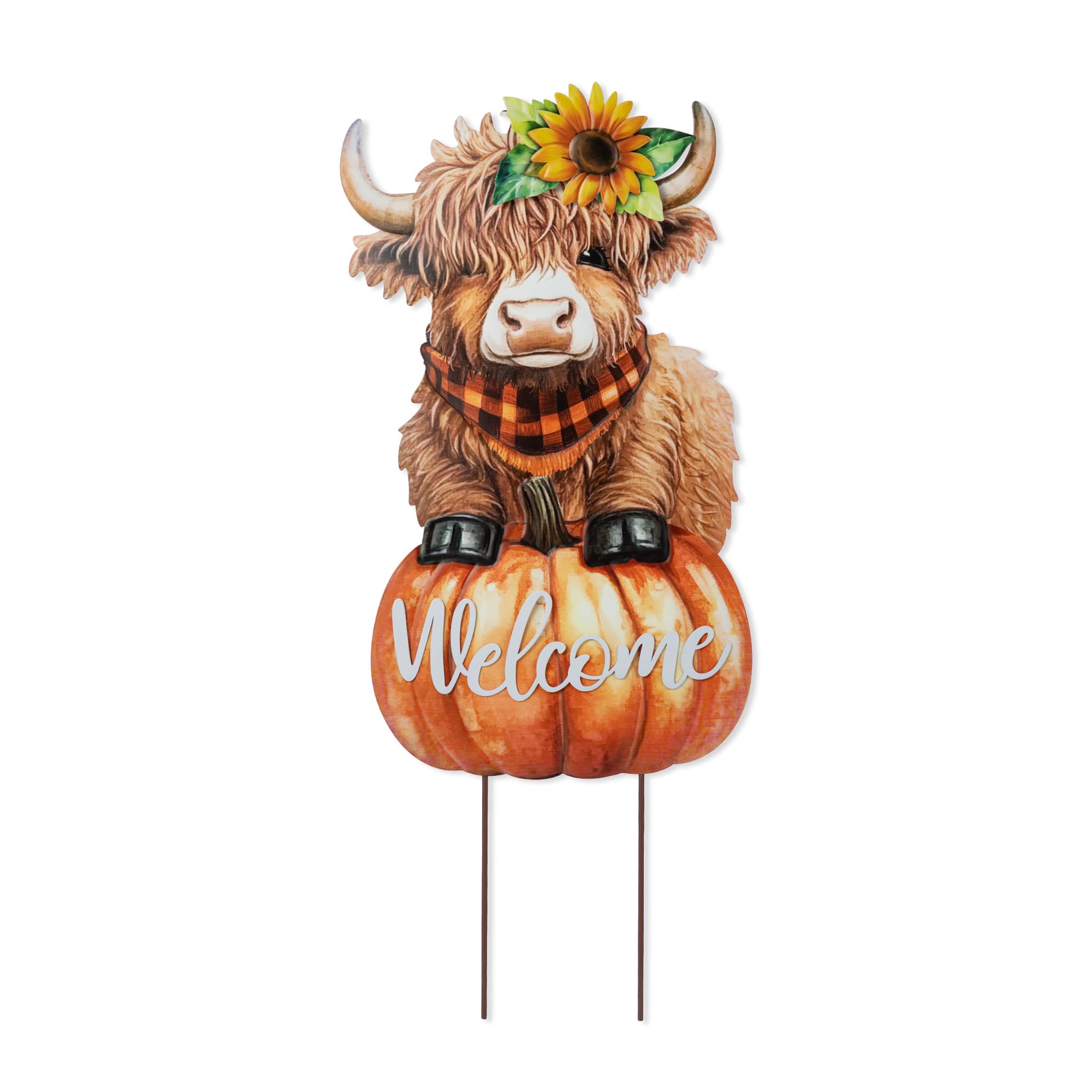 Glitzhome&#xAE; 29.75&#x22; Fall Highland Cow Yard Stake or Wall Decor