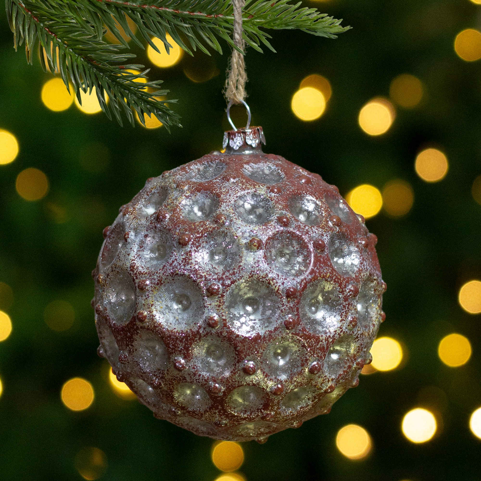 3.5" Silver Mercury Distressed Glass Ball Ornament