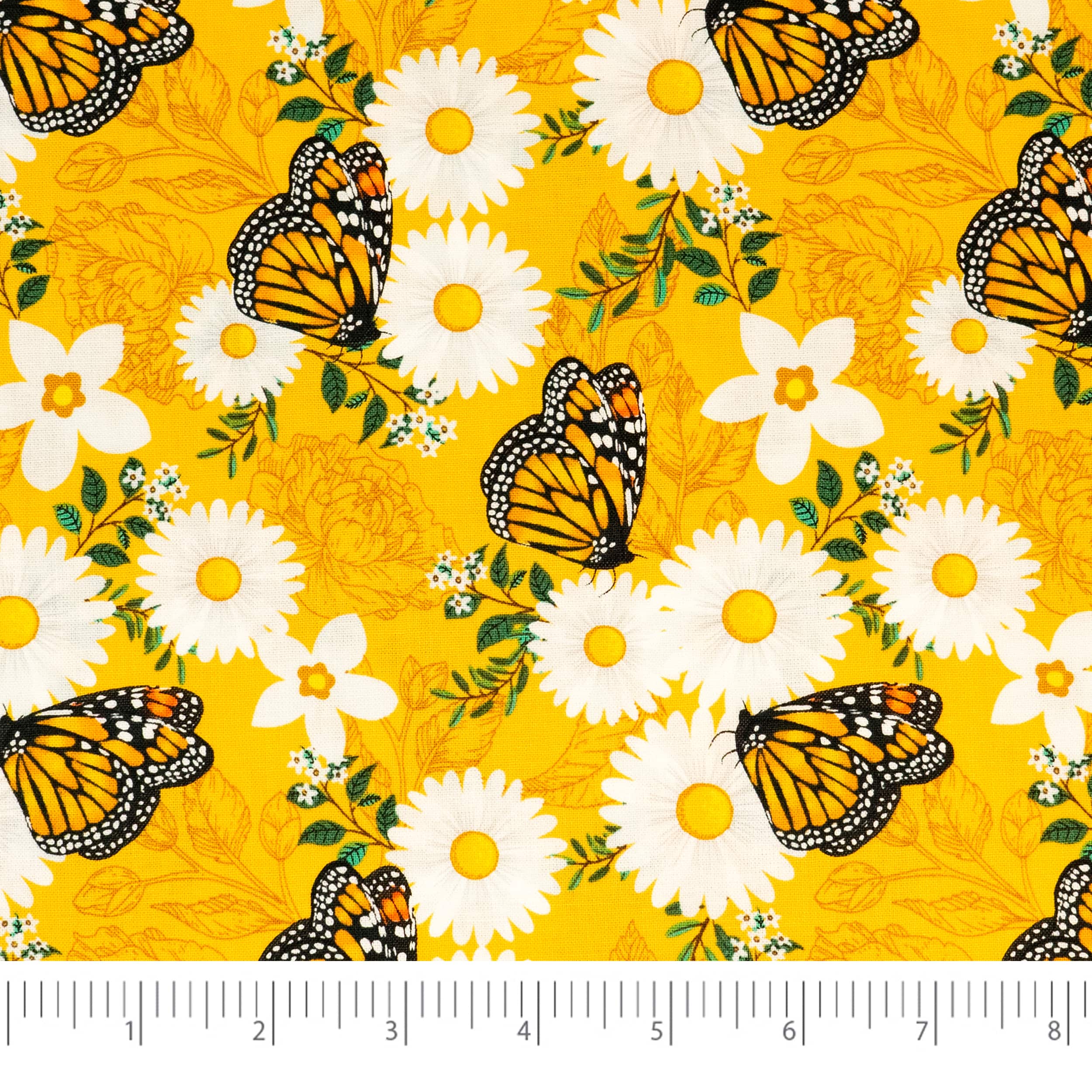 SINGER Orange & Green Butterfly Cotton Fabric