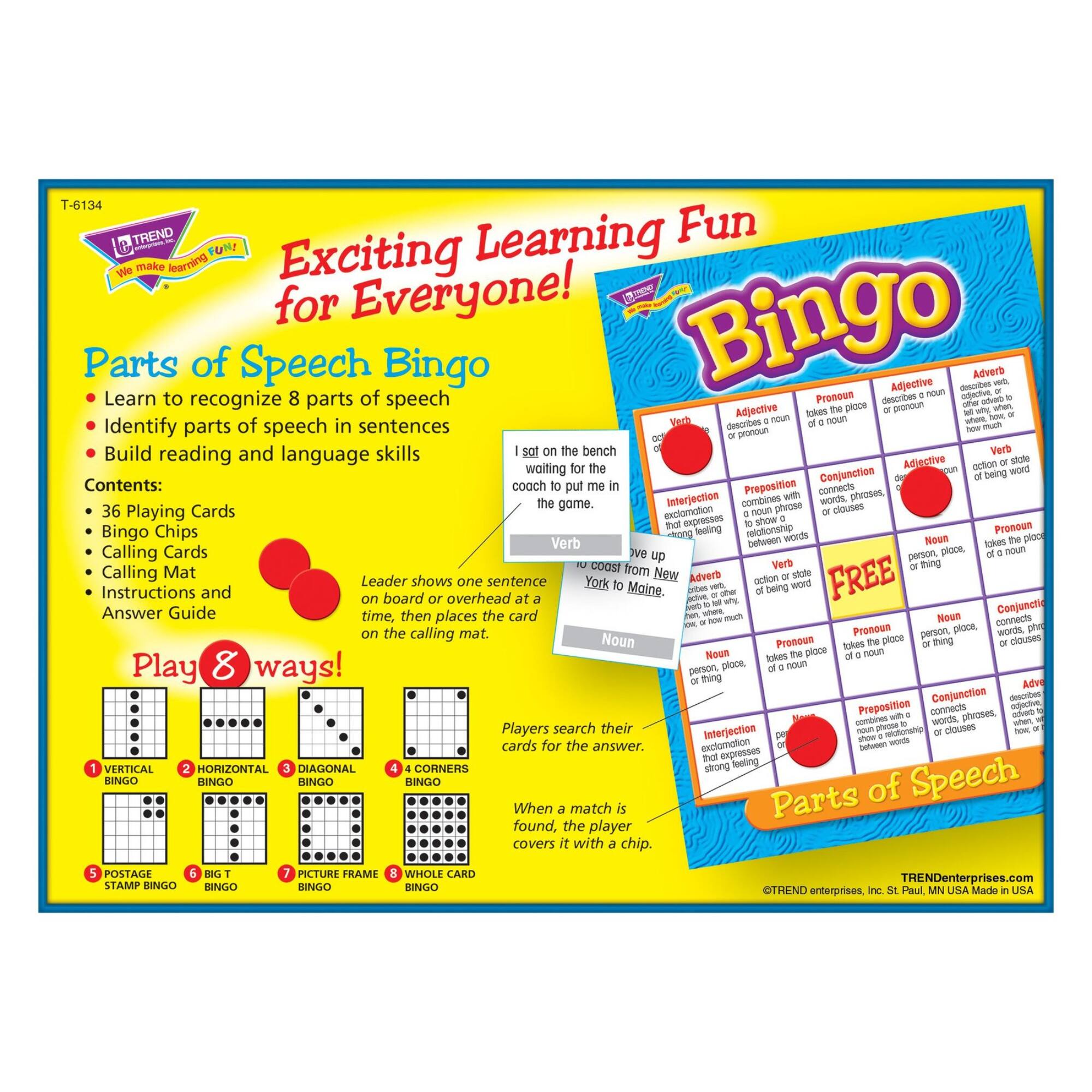 Trend Enterprises® Parts of Speech Bingo