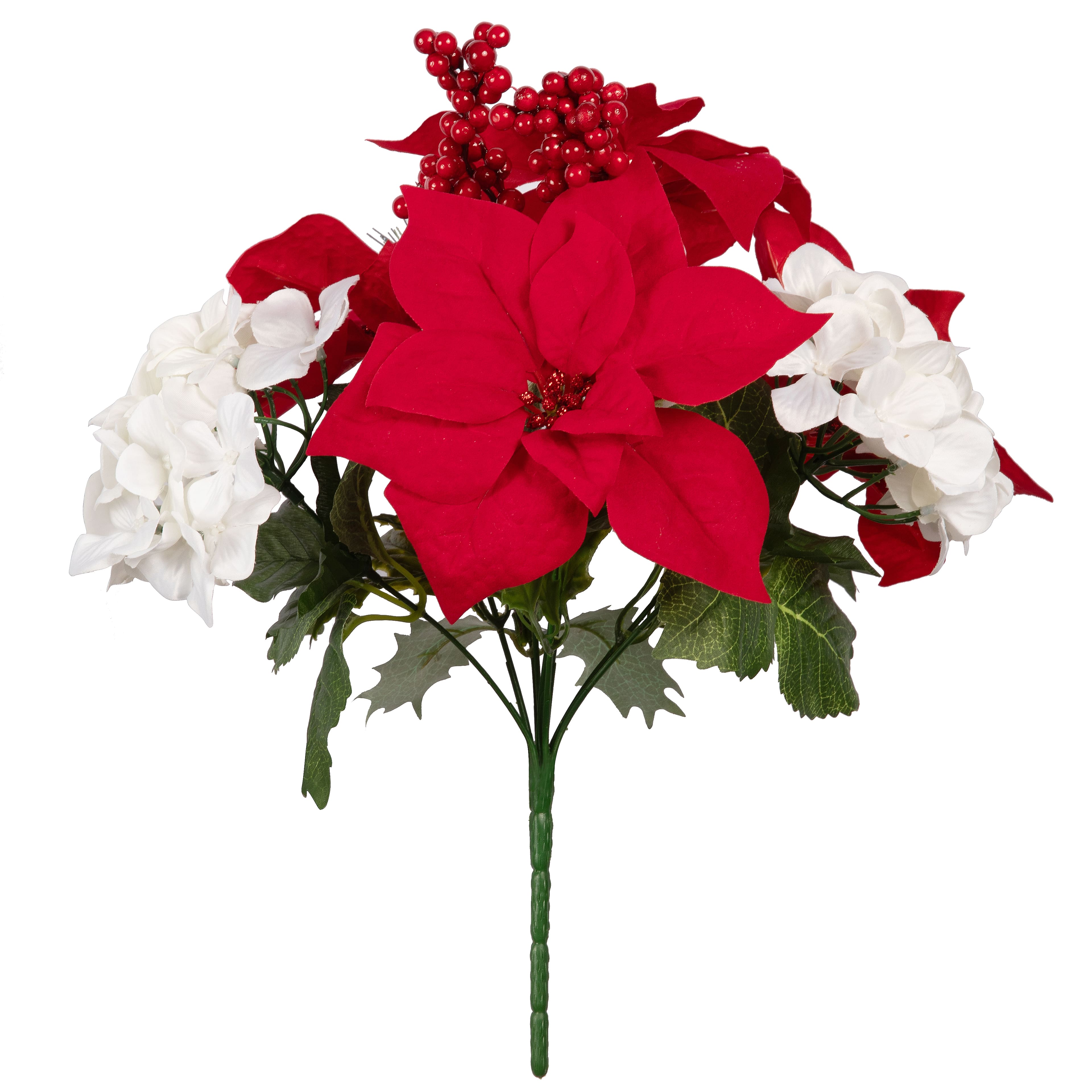 15&#x22; Red Poinsettia &#x26; White Hydrangea Mix by Ashland&#xAE;