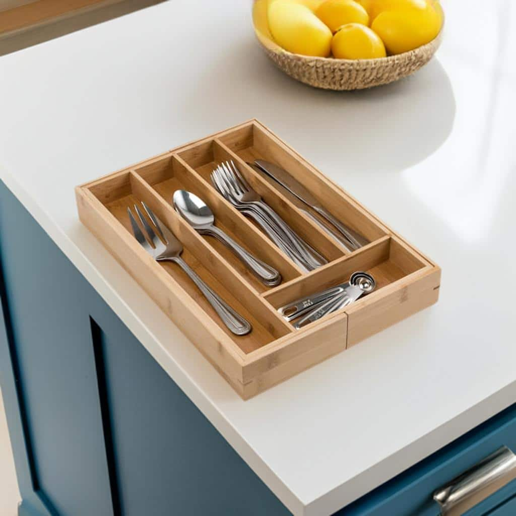 Honey Can Do Expandable Medium Bamboo Silverware Drawer Organizer