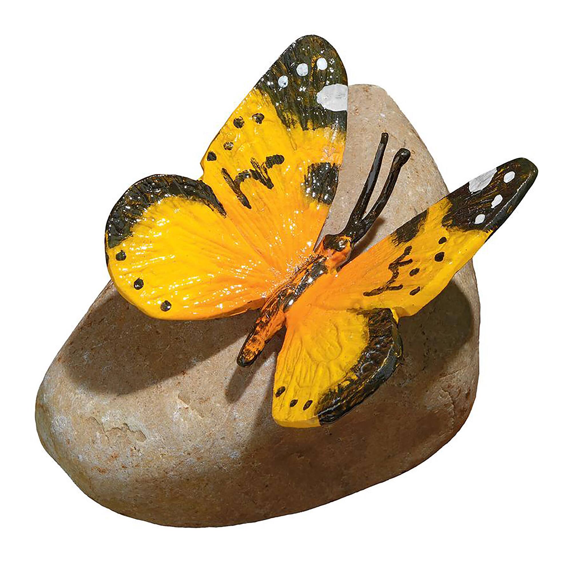 Design Toscano 6" Yellow Mocker Swallowtail Butterfly on Rock Statue
