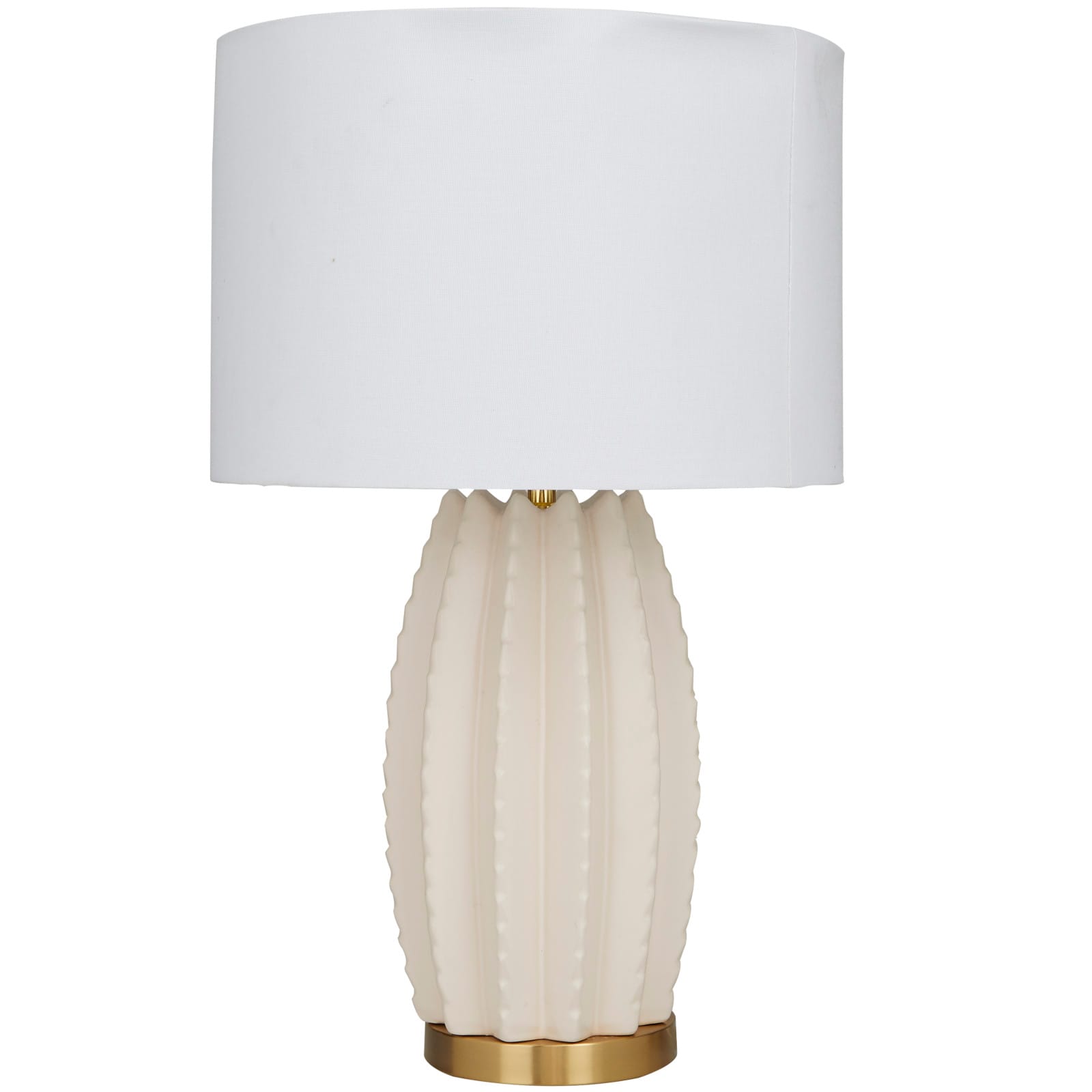 CosmoLiving by Cosmopolitan Cream Ceramic Gourd Style Base Table Lamp with Drum Shade 15&#x22; x 15&#x22; x 24&#x22;