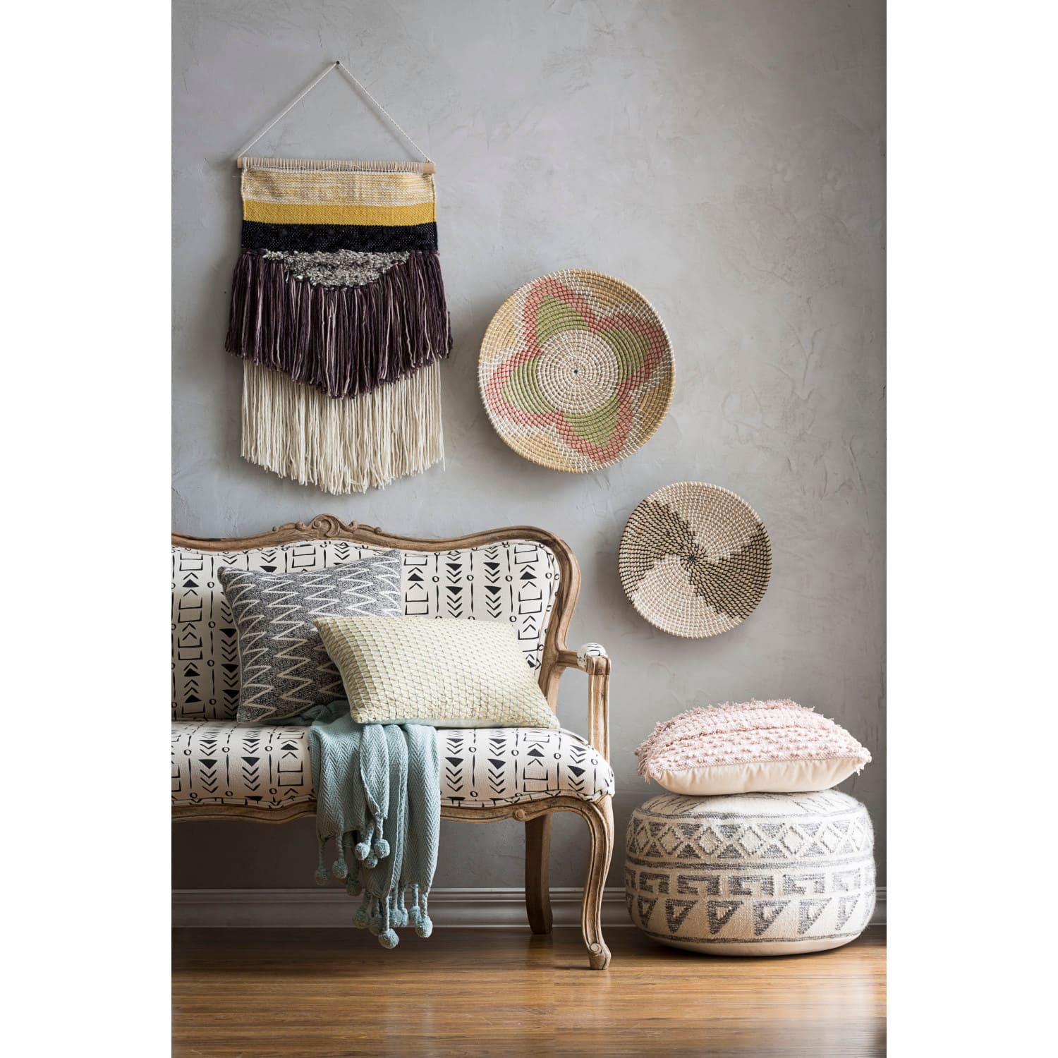 Hello Honey® 12" Kilim Wool Blend Round Pouf