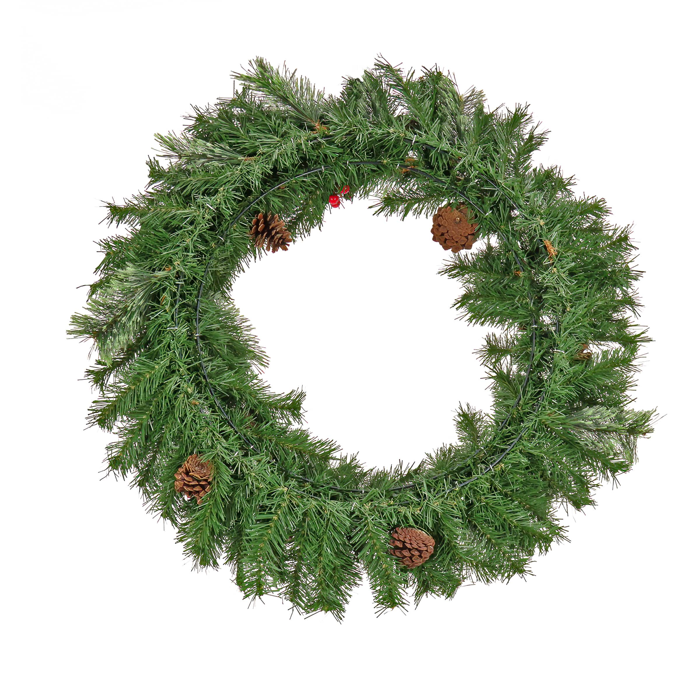 30" Cashmere Wreath with Pinecones & Berries