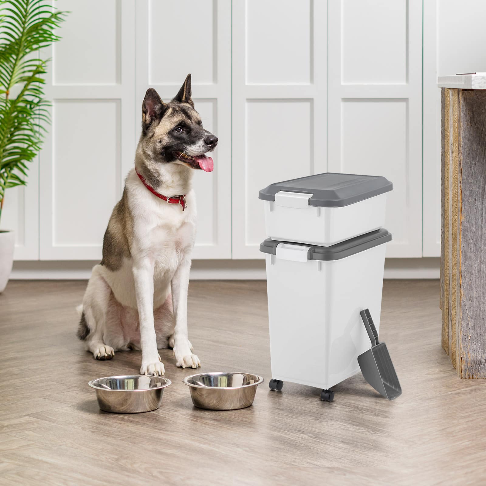 Iris® 41 lbs. Airtight Pet Food Container with Scoop, Gray