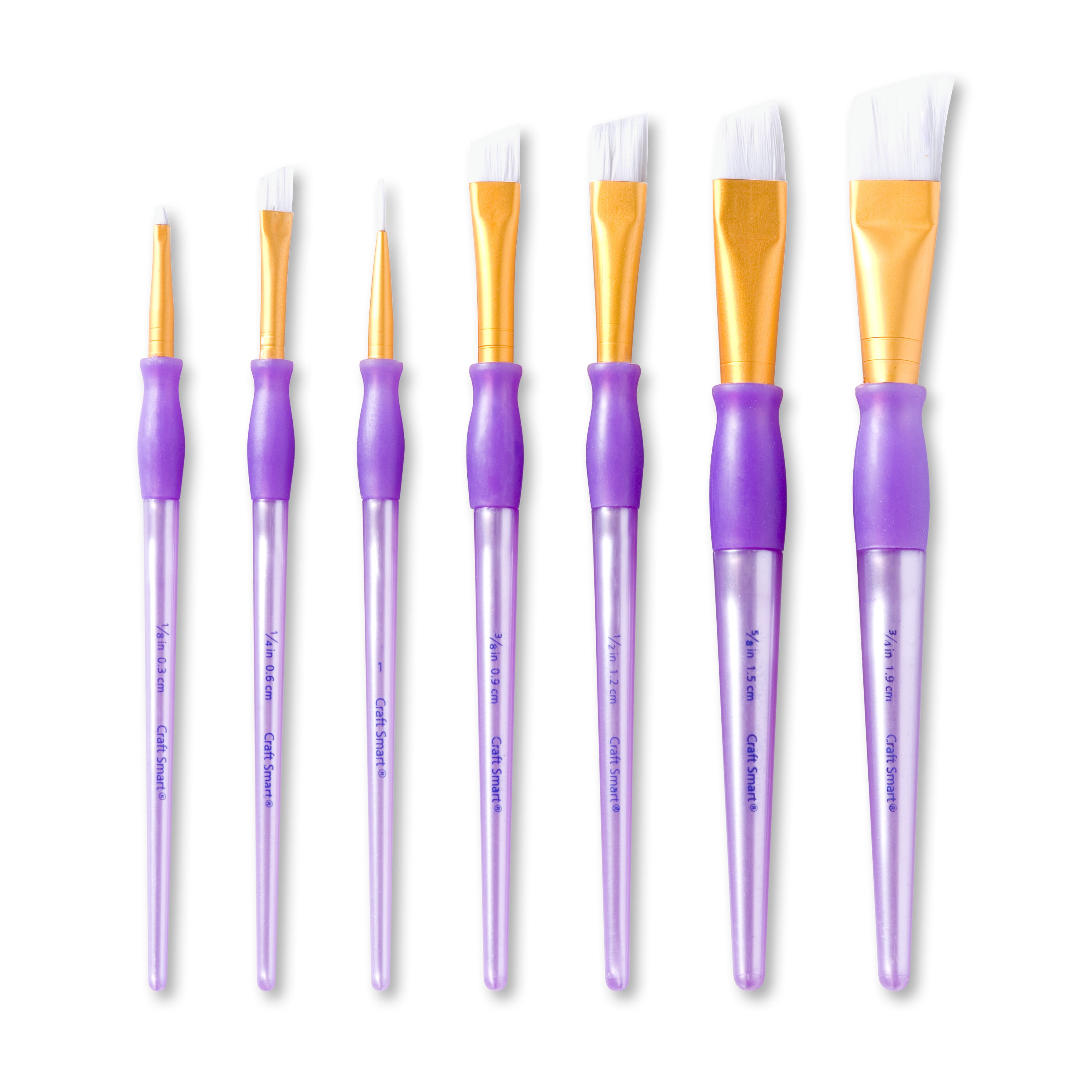 9 Packs: 7 ct. (63 total) White Taklon Angular Brushes Super Value Pack by Craft Smart&#xAE;