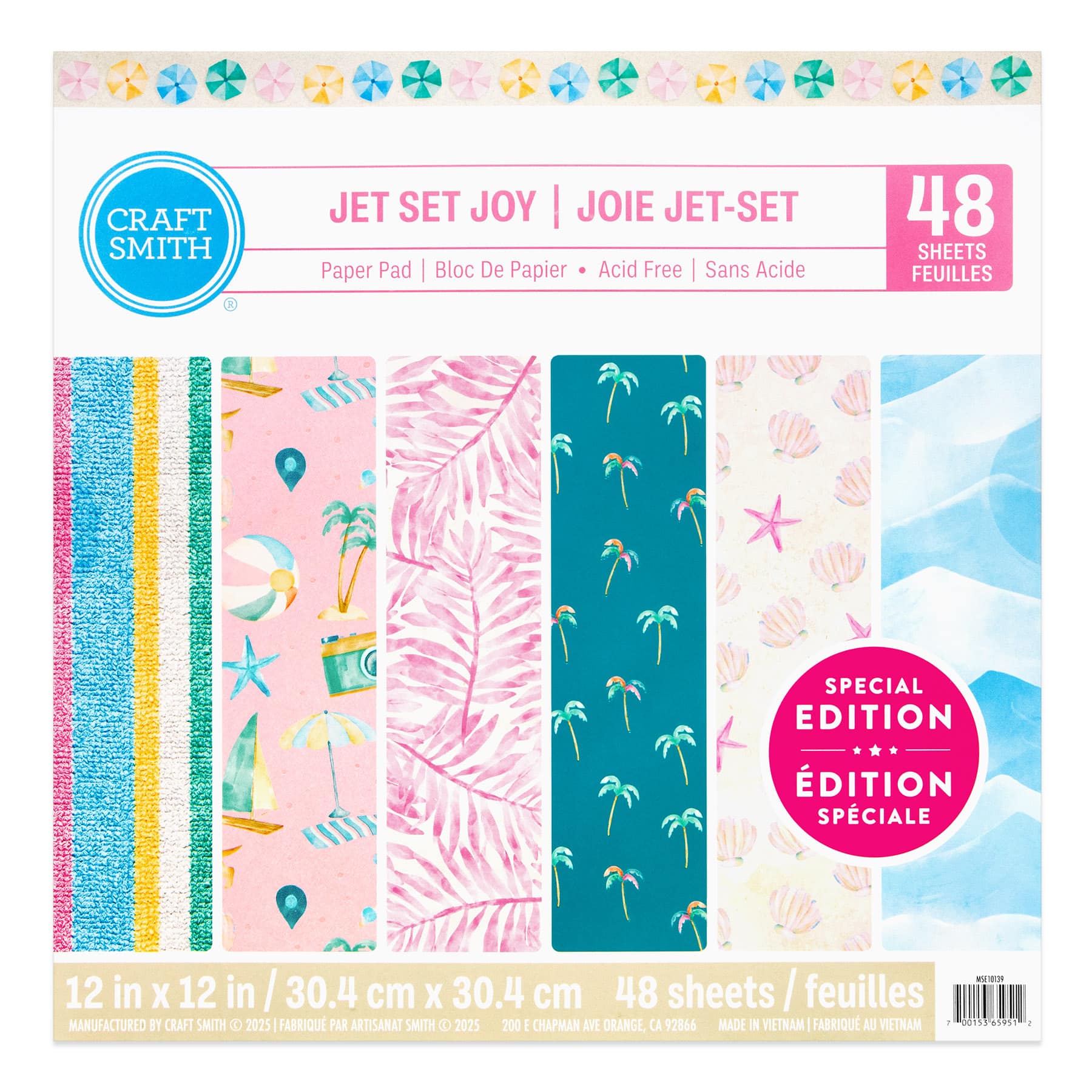 Craft Smith 12" x 12" Jet Set Joy Paper Pad, 48 Sheets