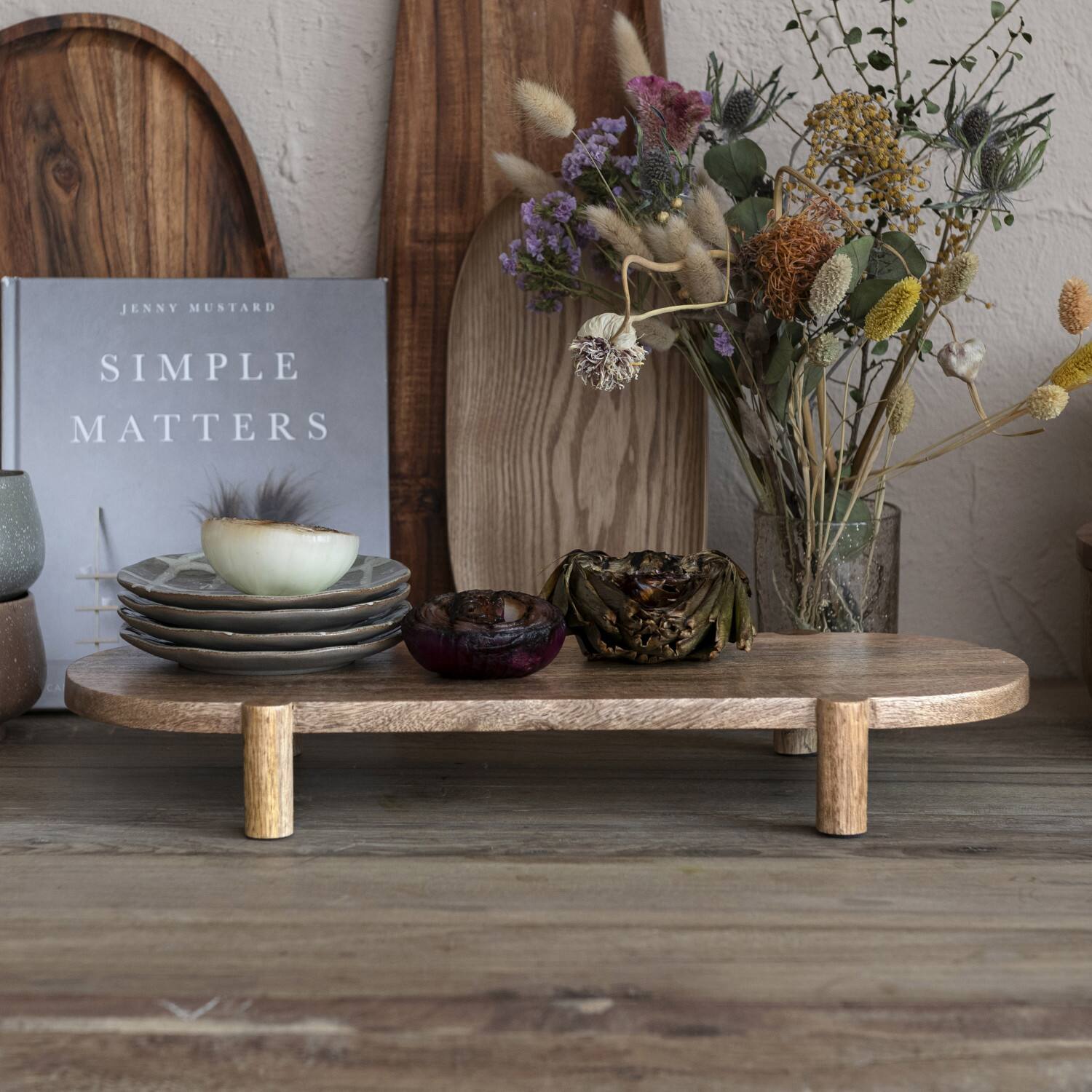 Hello Honey&#xAE; 19.5&#x22; Long Natural Mango Wood Footed Pedestal