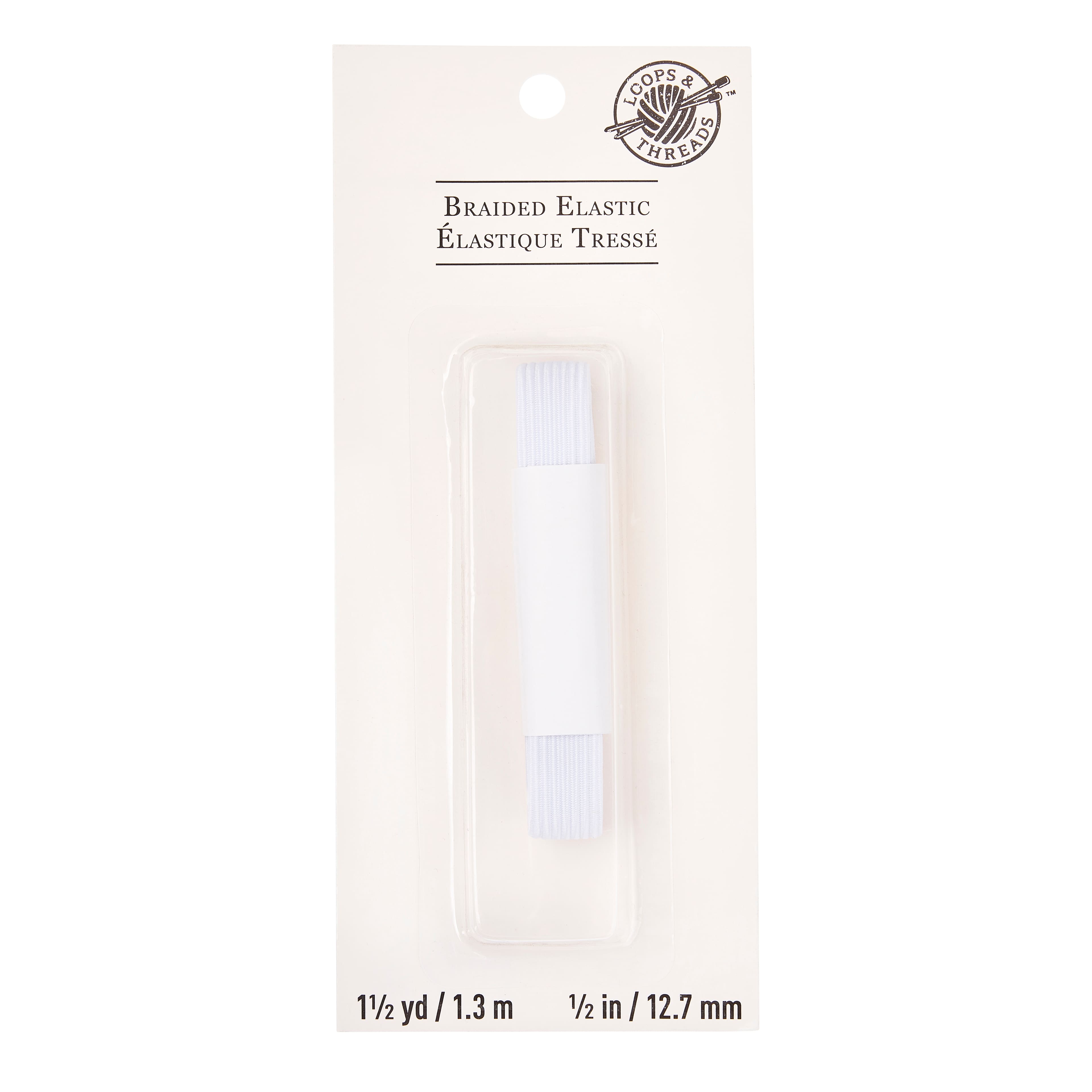 12 Pack: 1/2" White Braided Elastic by Loops & Threads™