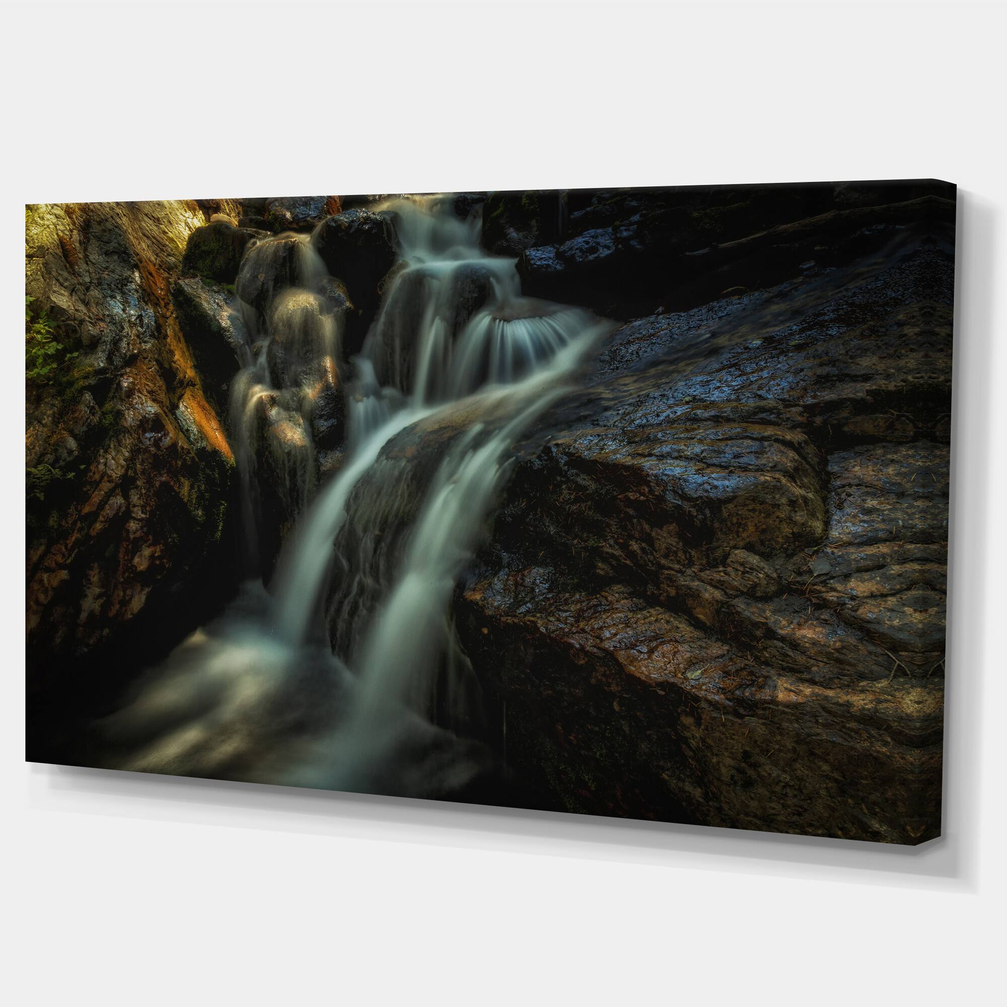 Designart Slow Motion Waterfall In Summer Landscape Canvas Art Print