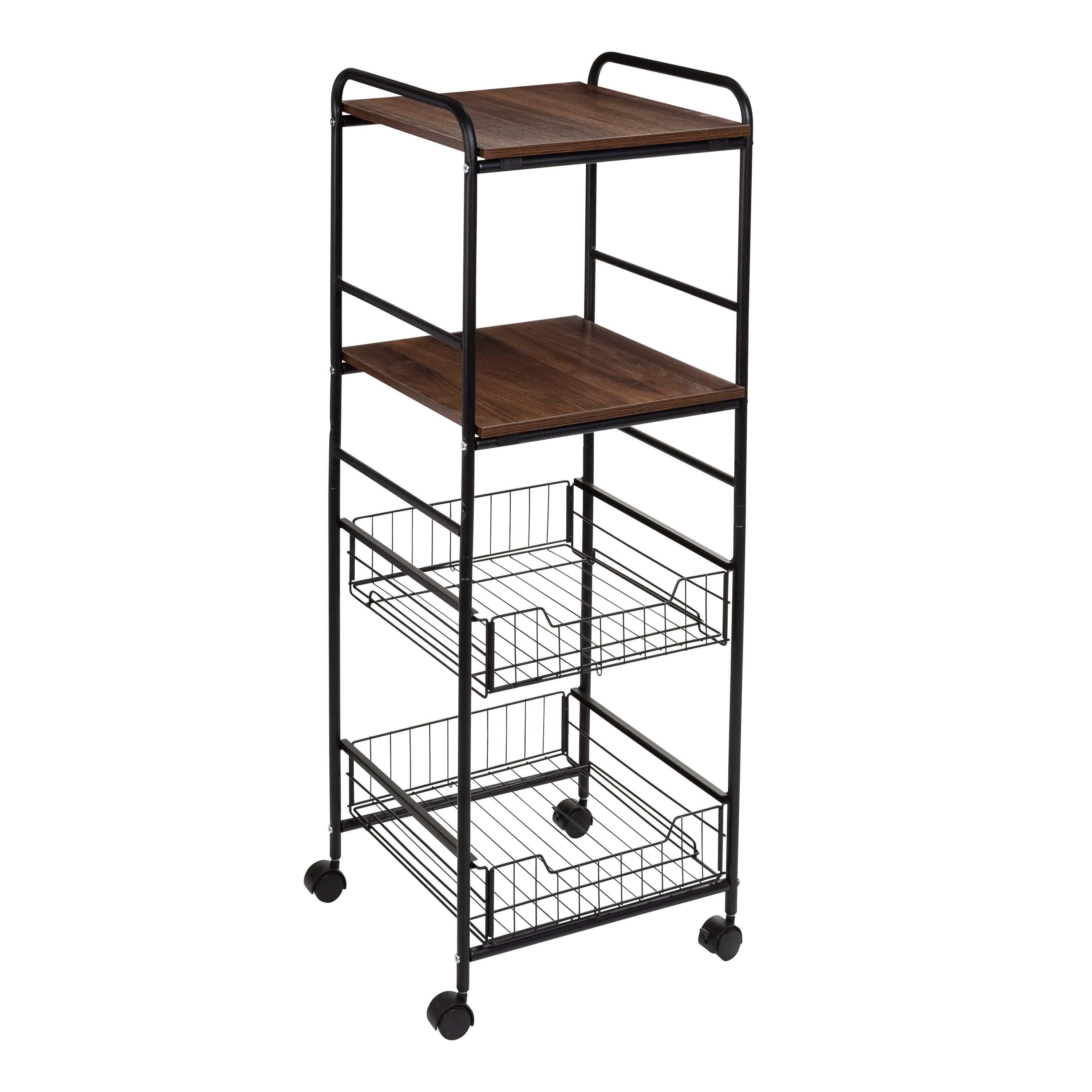 Honey Can Do Black 4-Tier Rolling Cart