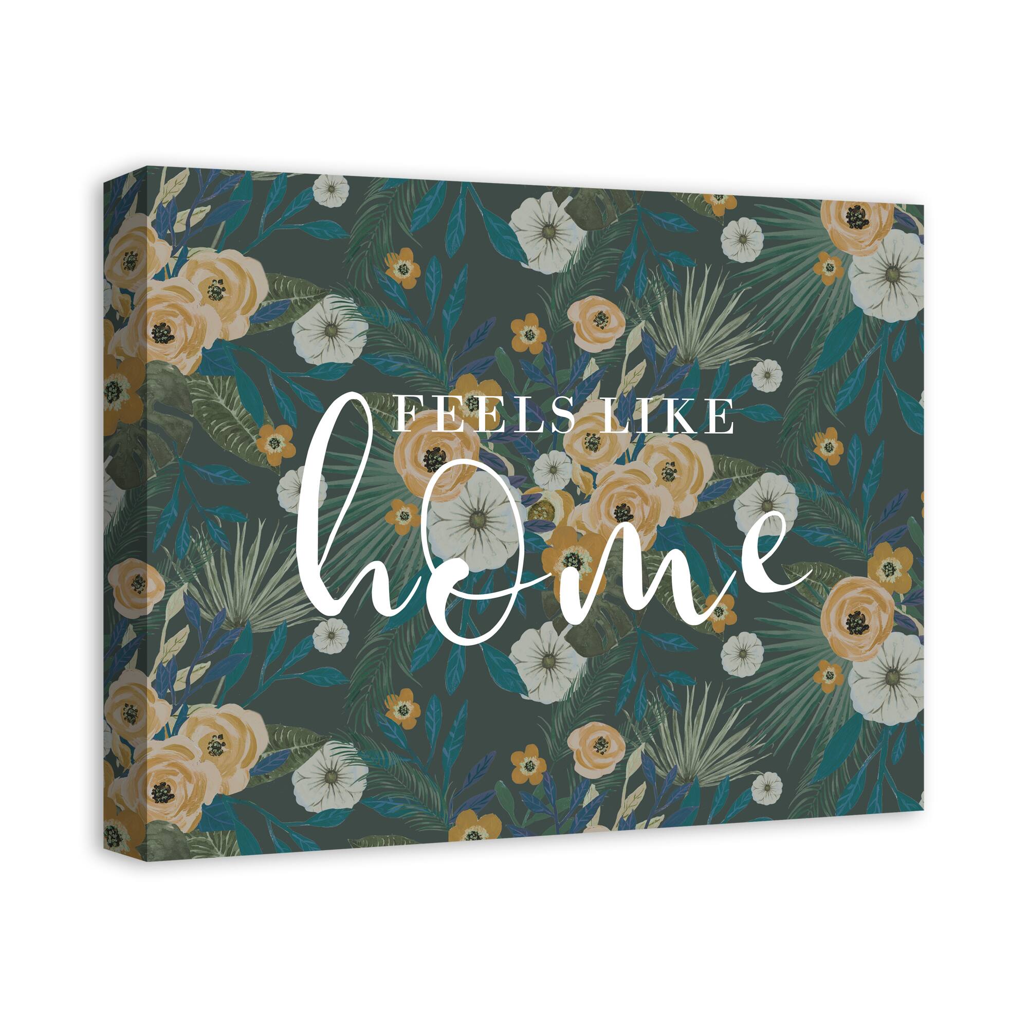 Feels Like Home Tropical Floral Canvas Wall Art