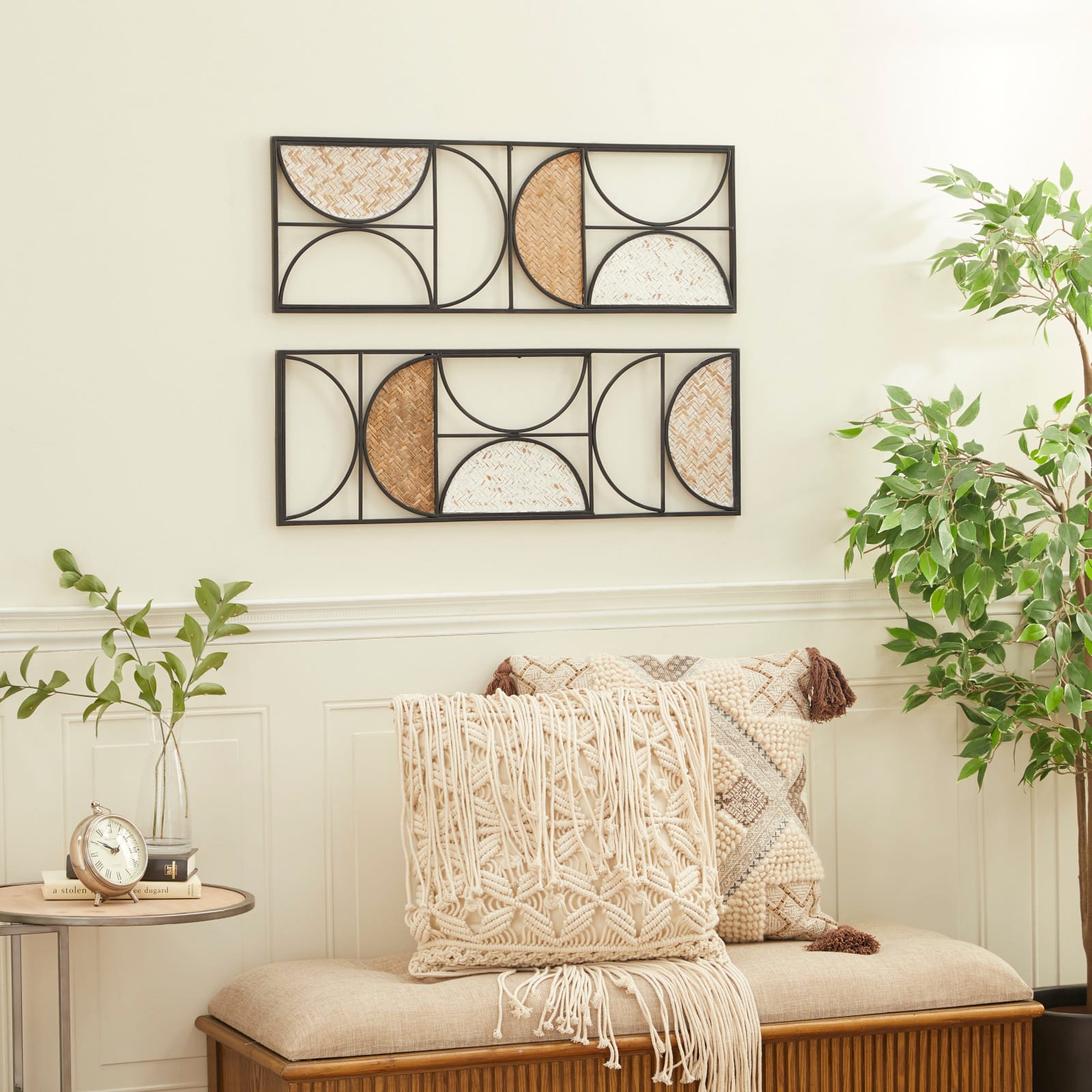 30&#x22; Brown Panels Metal Contemporary Wall D&#xE9;cor Set, 2ct.