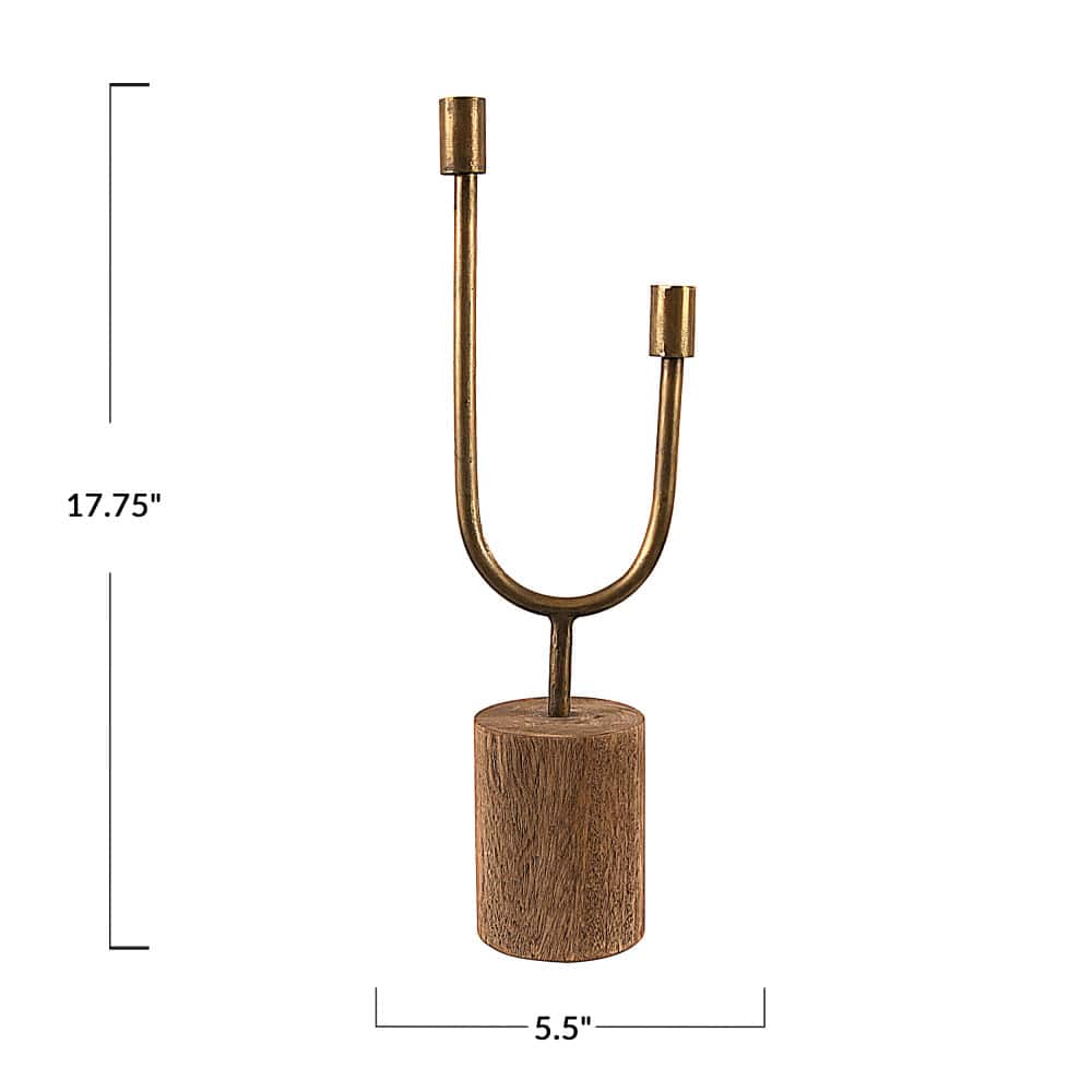 Hello Honey® Asymmetrical Wood & Metal Candle Holder