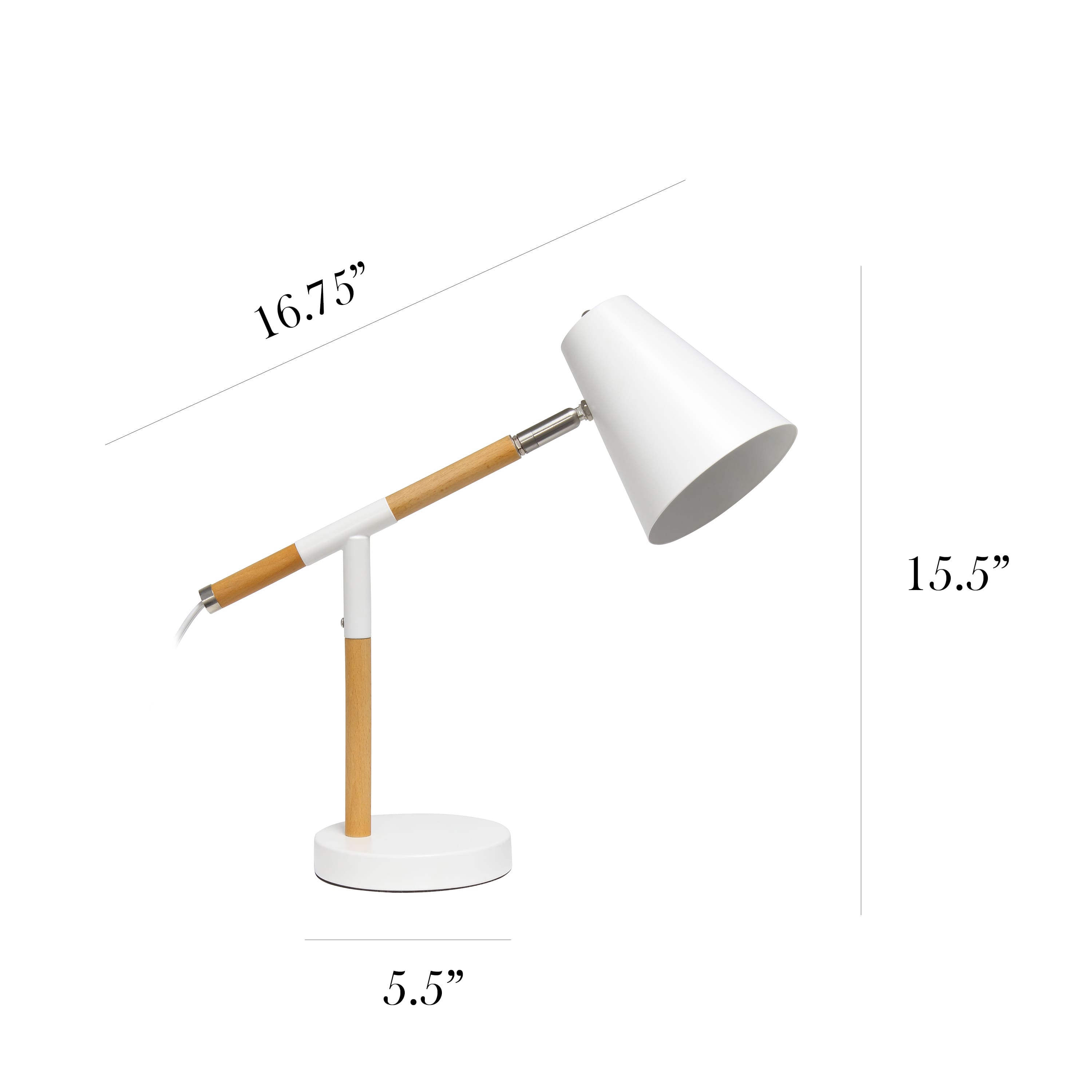 Simple Designs 16.7&#x22; Wooden Pivot Desk Lamp