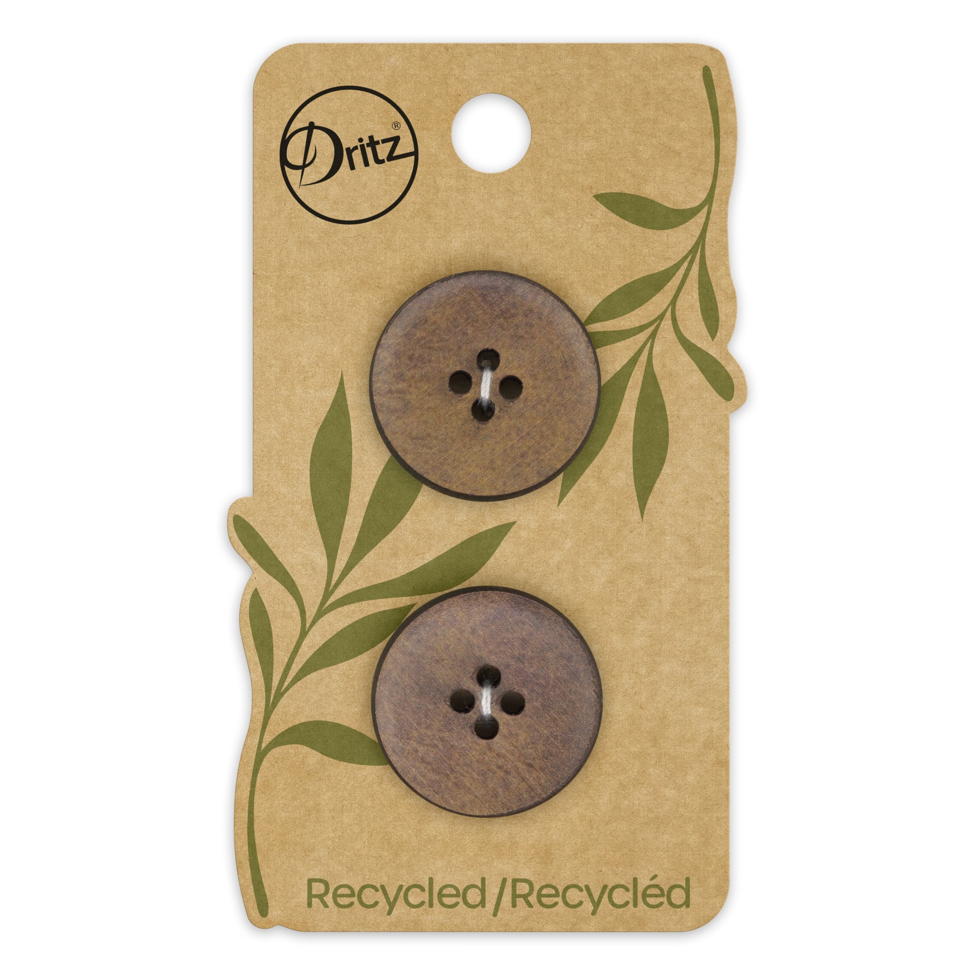 Dritz® 23mm Medium Brown Recycled Leather Round Button, 6ct.