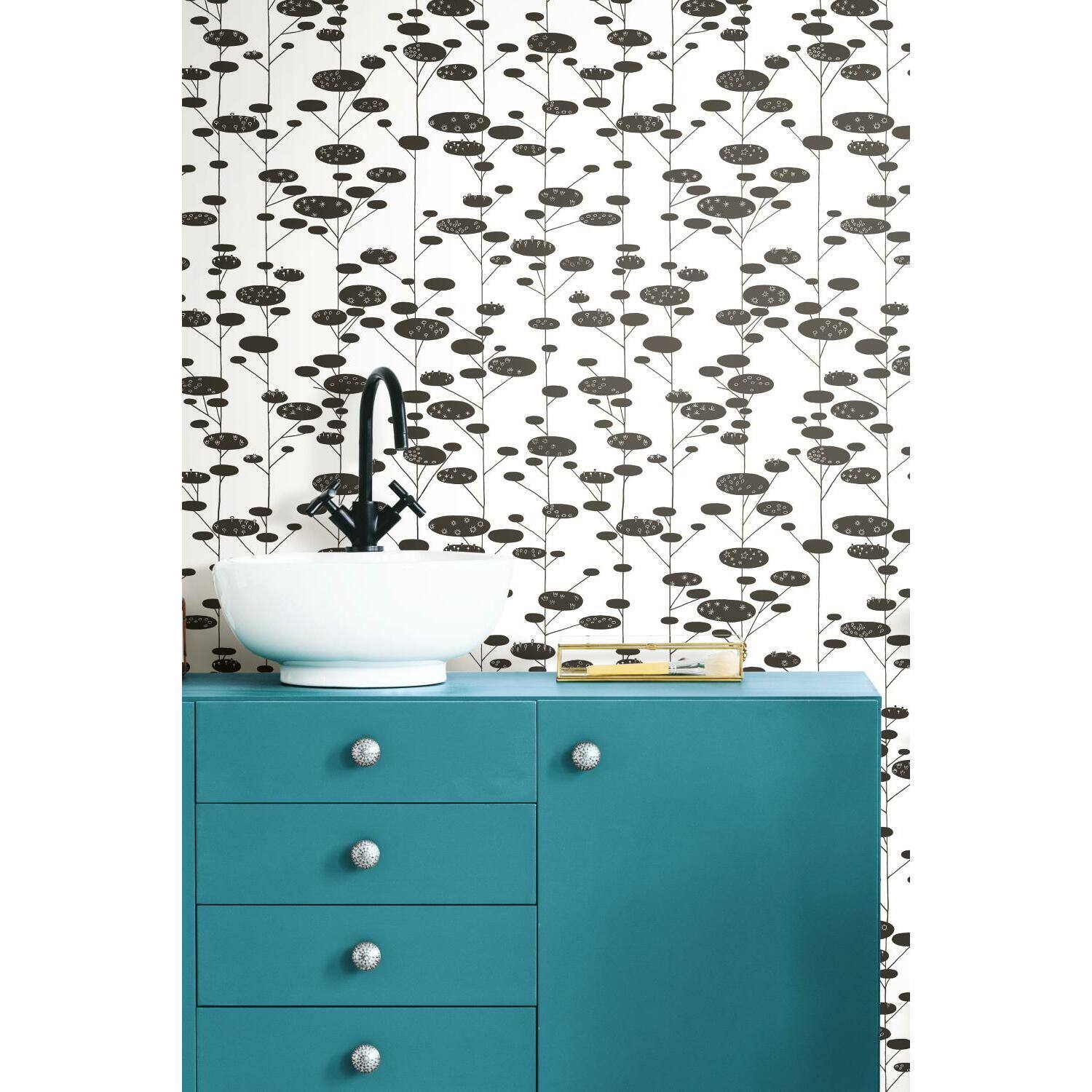 RoomMates Retro Trees Peel & Stick Wallpaper