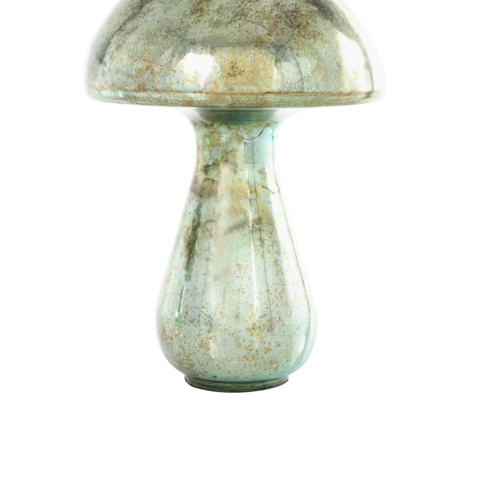 Green Glass Mushroom Sculpture Set