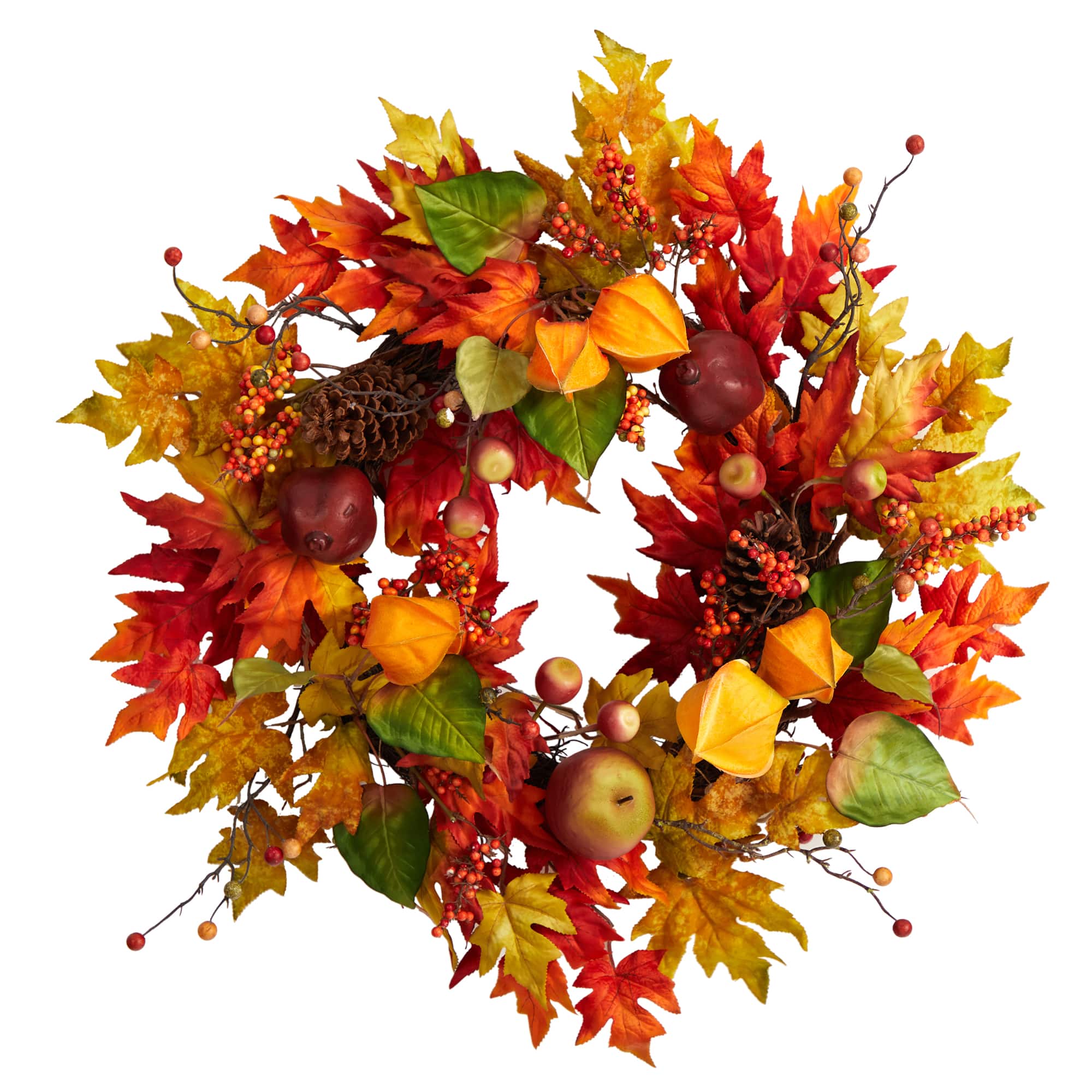 24" Maple Leaf & Berries Fall Artificial Wreath