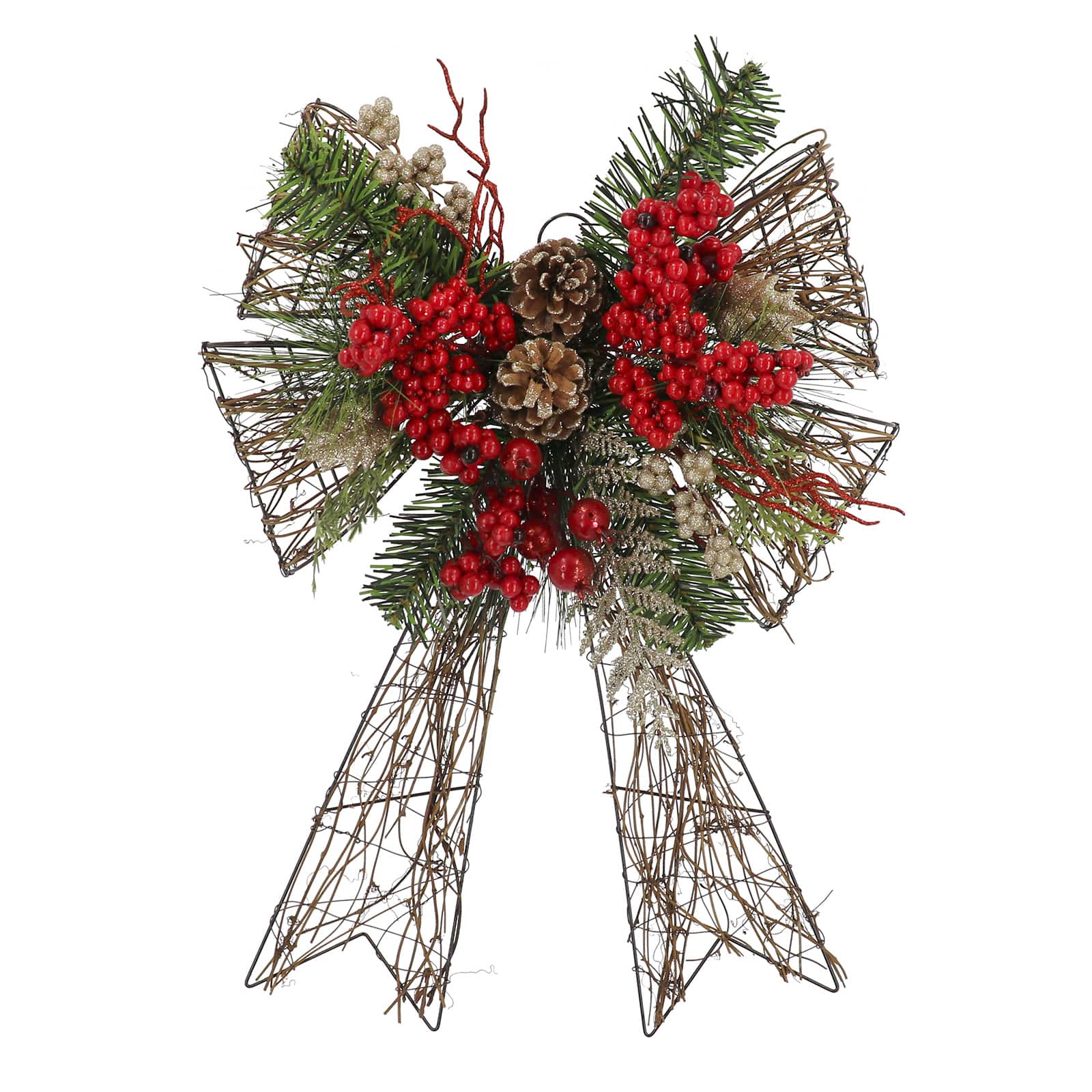 22&#x22; Red Berry &#x26; Pine Grapevine Bow by Ashland&#xAE;