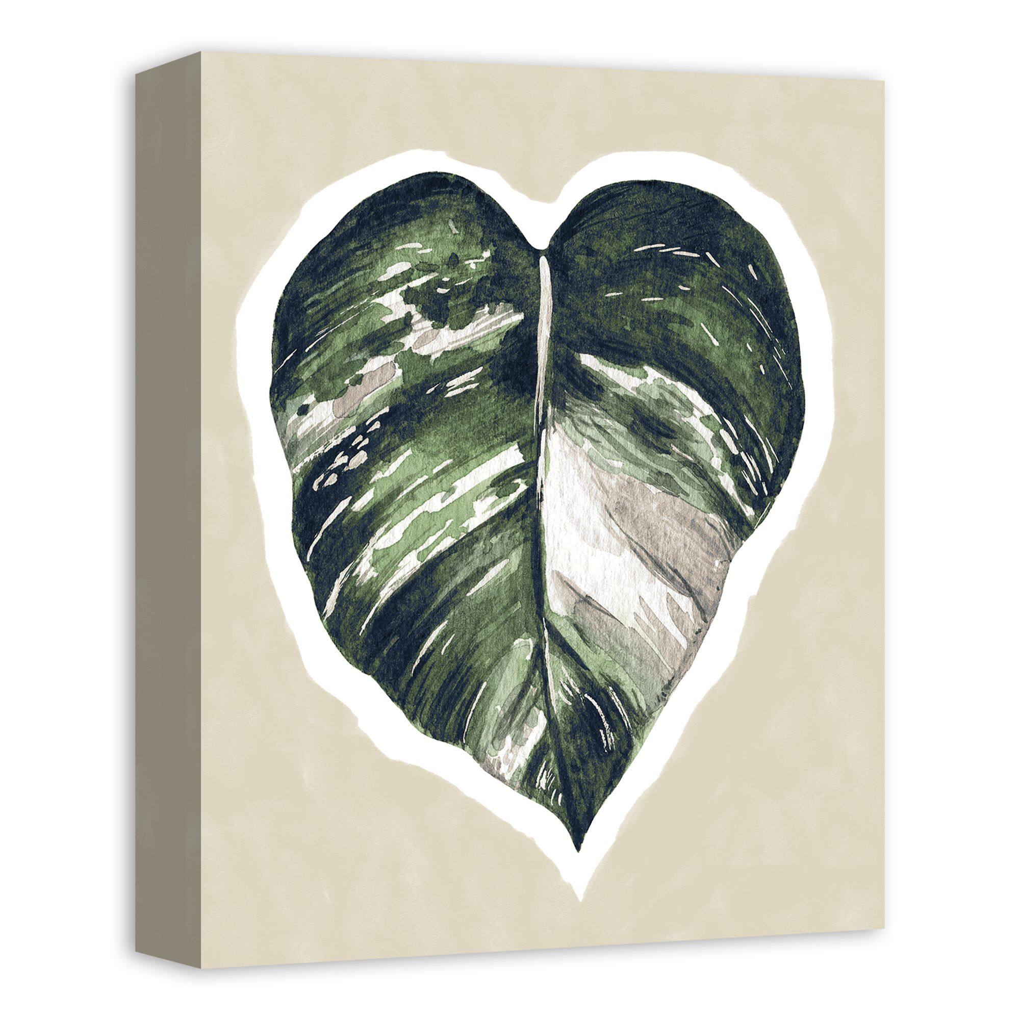 Green Tropical Leaf 11" x 14" Canvas Wall Art