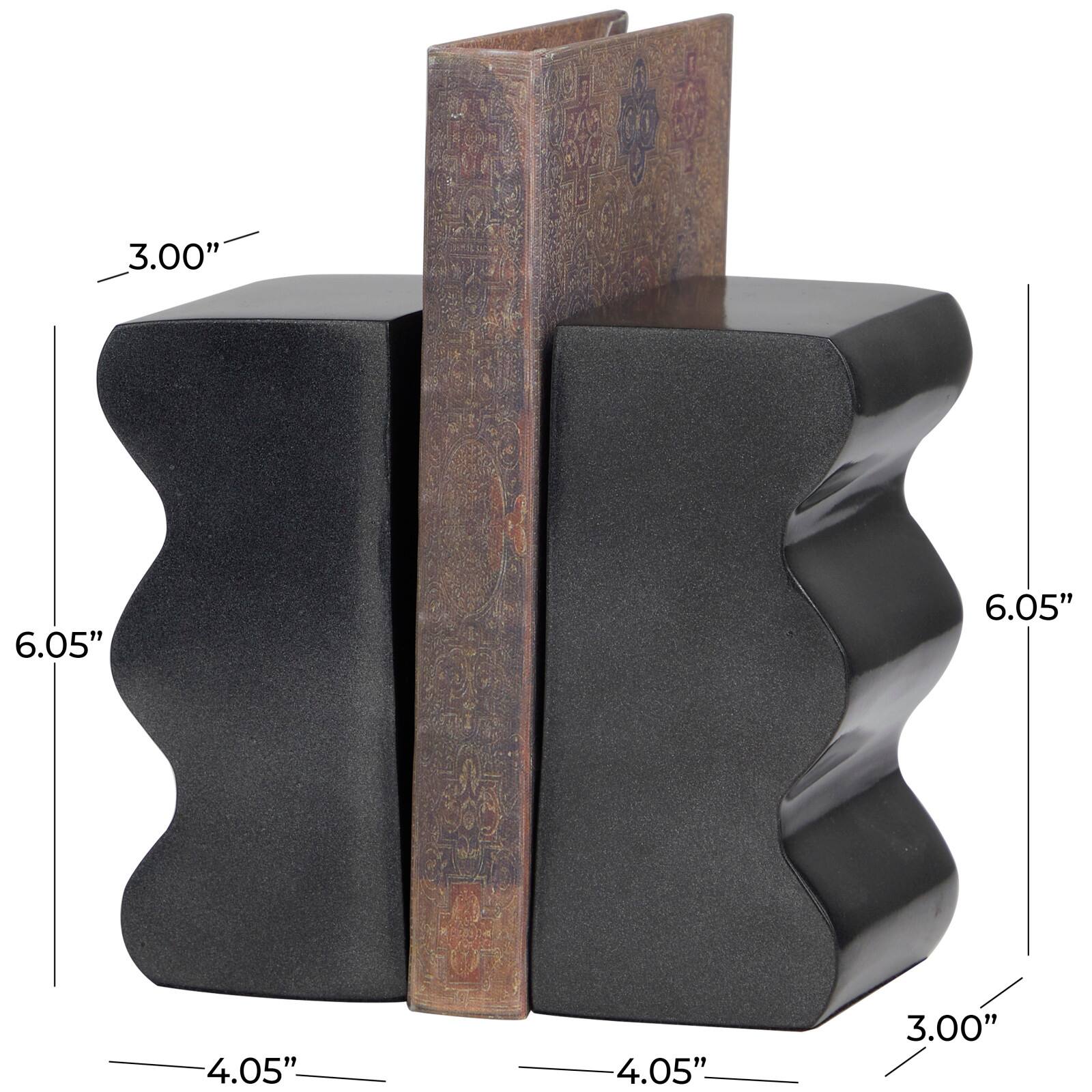 6" Wave Aluminum Bookends Set