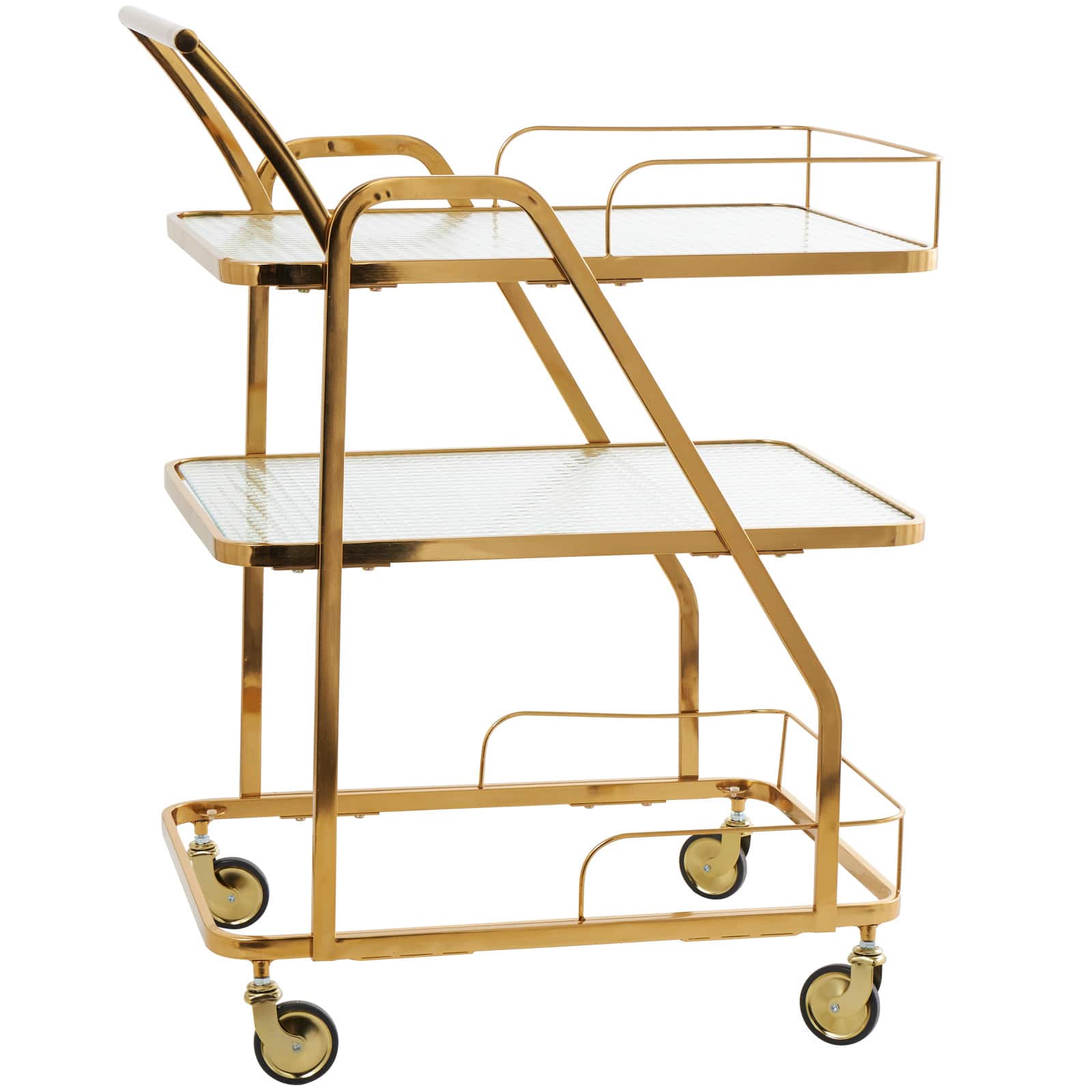 Gold Metal Glass Shelf 3-Tier Bar Cart